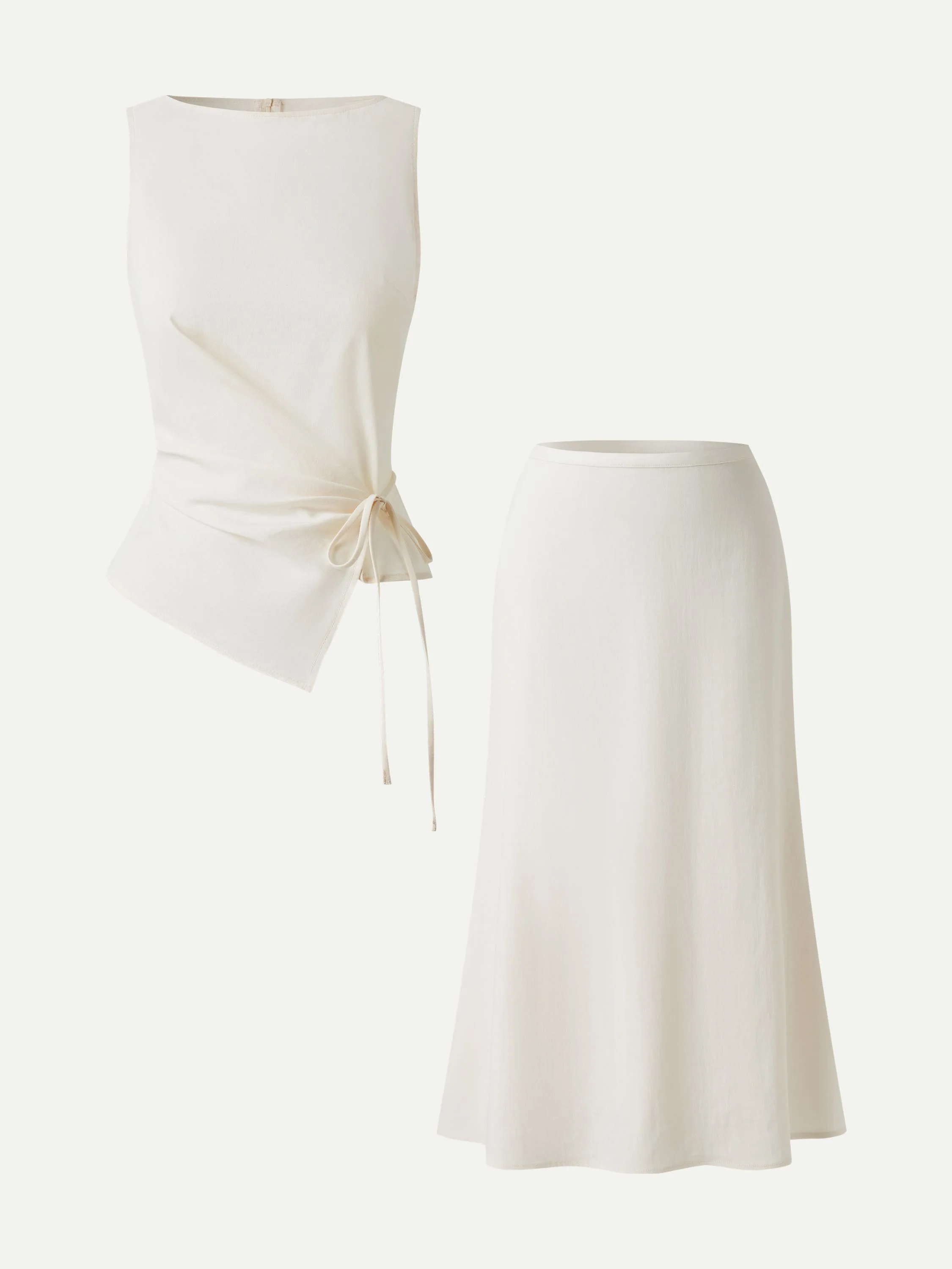 2Pcs Set Boatneck Waist-Defined Top & Maxi Flared Pull-On Skirt - Image 9