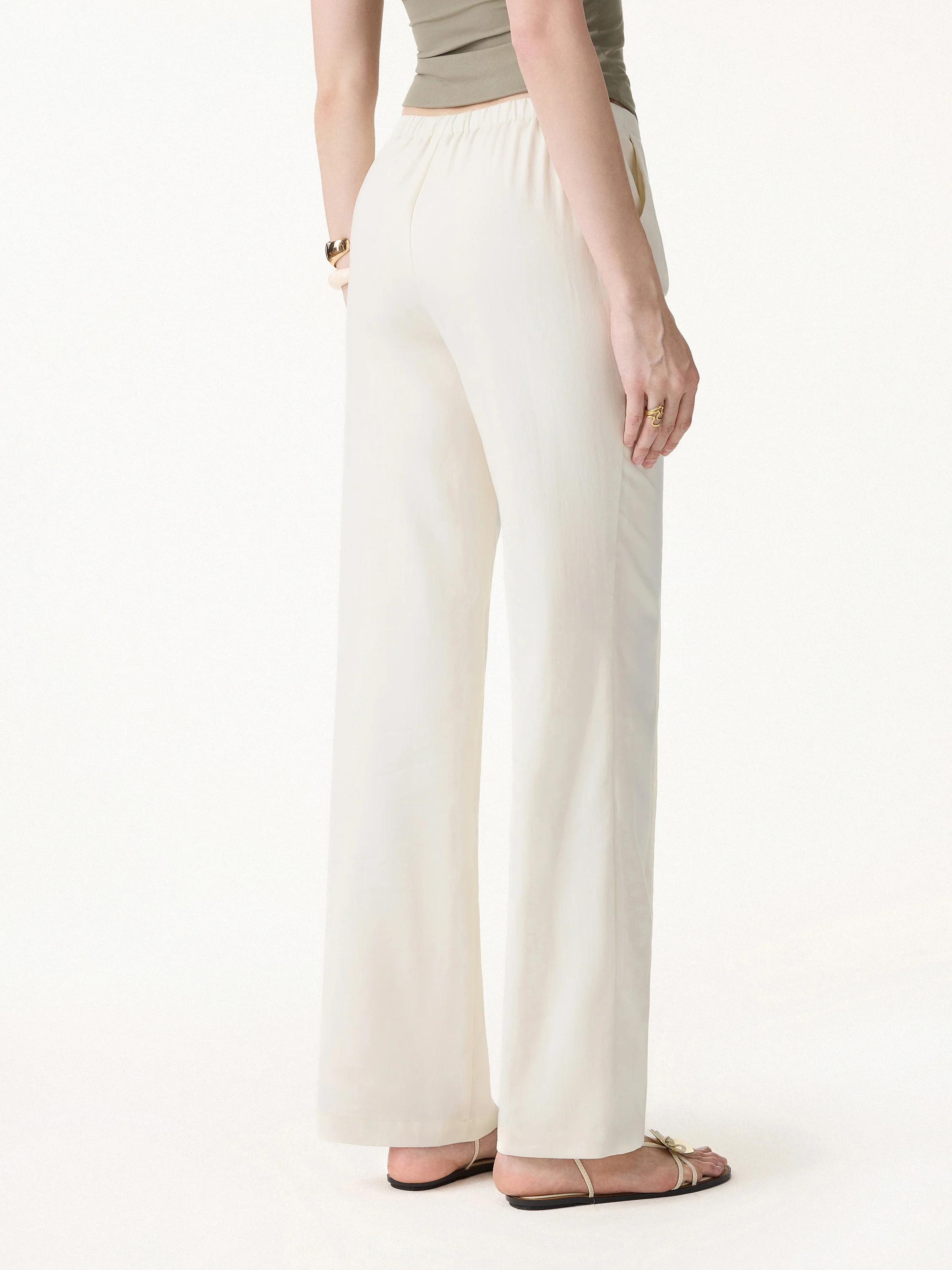 Lyocell-Linen Pintuck Wide Leg Vacay Pant - Image 4