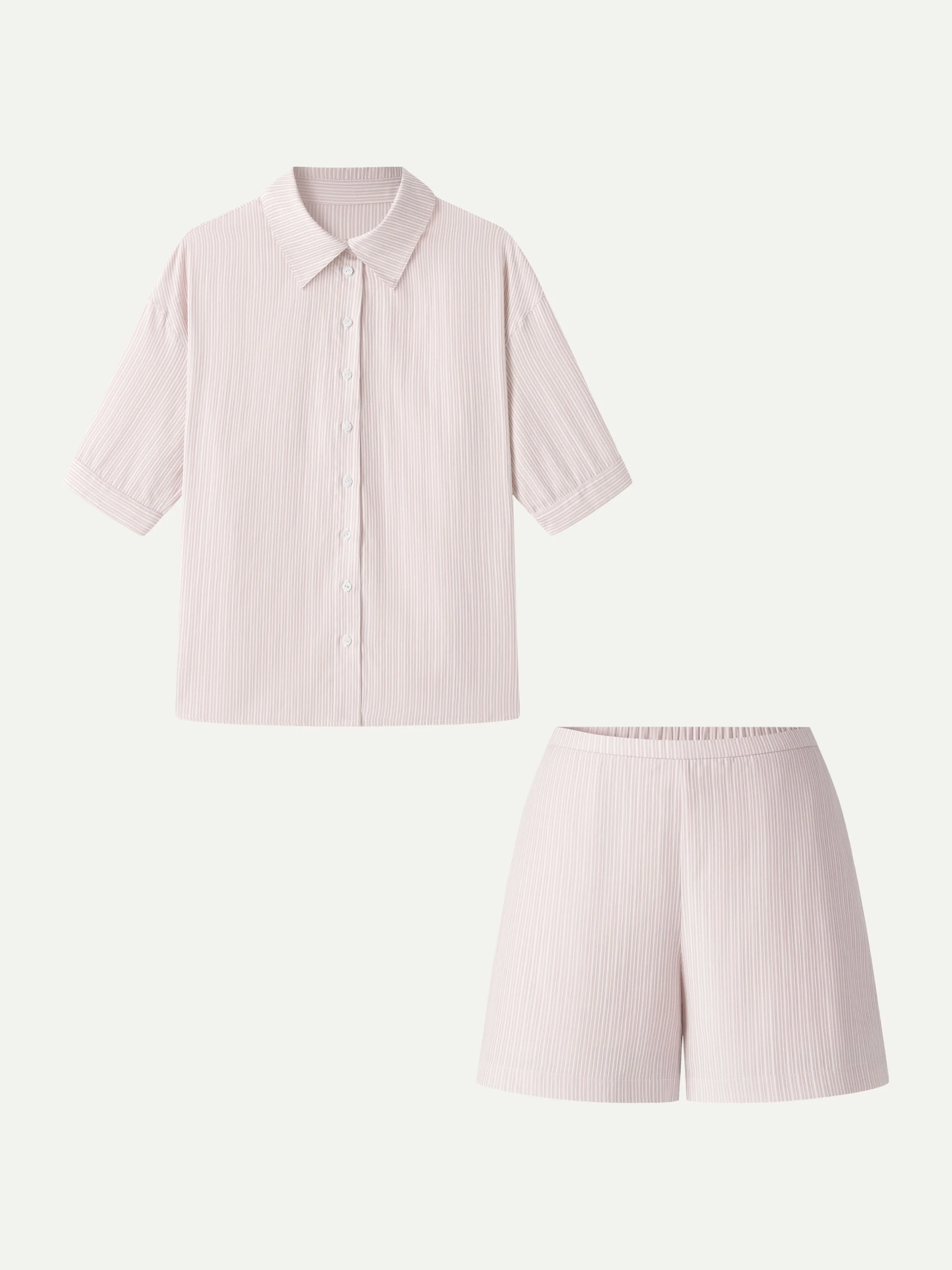 2Pcs Set Collared Sleeve Shirt & A-Line Shorts with Pockets - Image 7