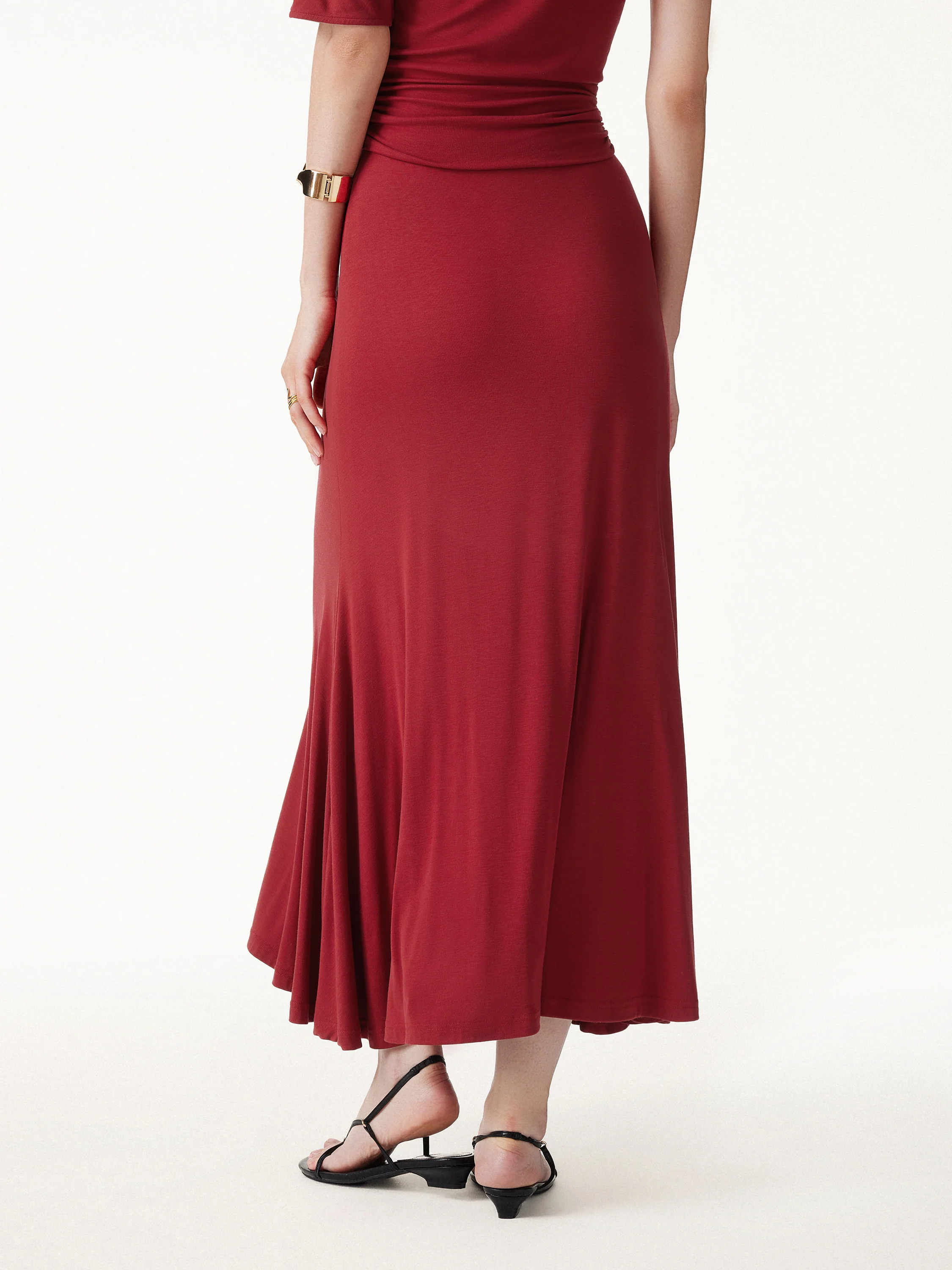 2Pcs Set CoolTouch Short Sleeve Top & Maxi Flared Skirt - Image 6