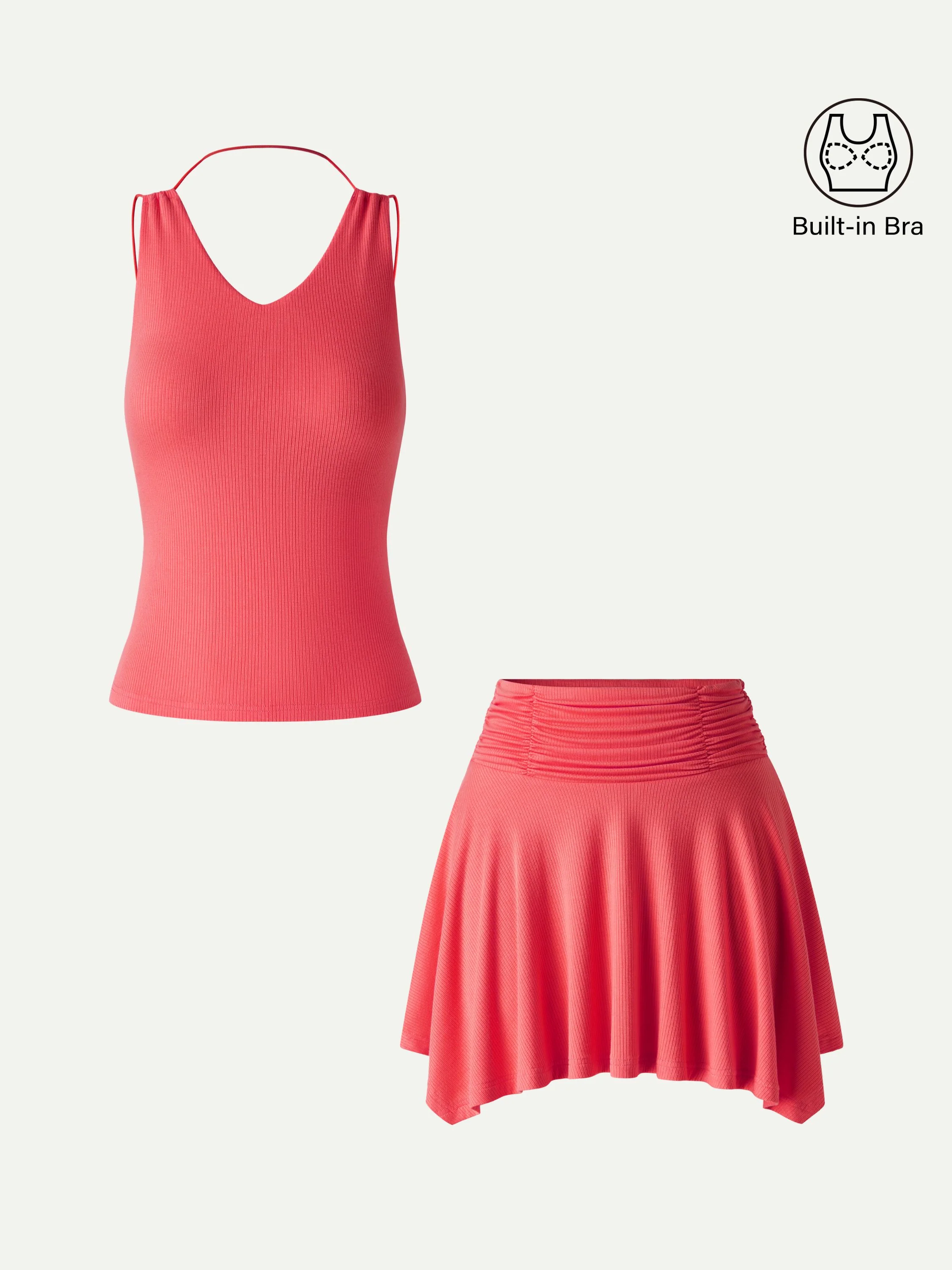 2Pcs Set CoolTouch Spaghetti Brami & Playful Mini SkIrt - Image 9
