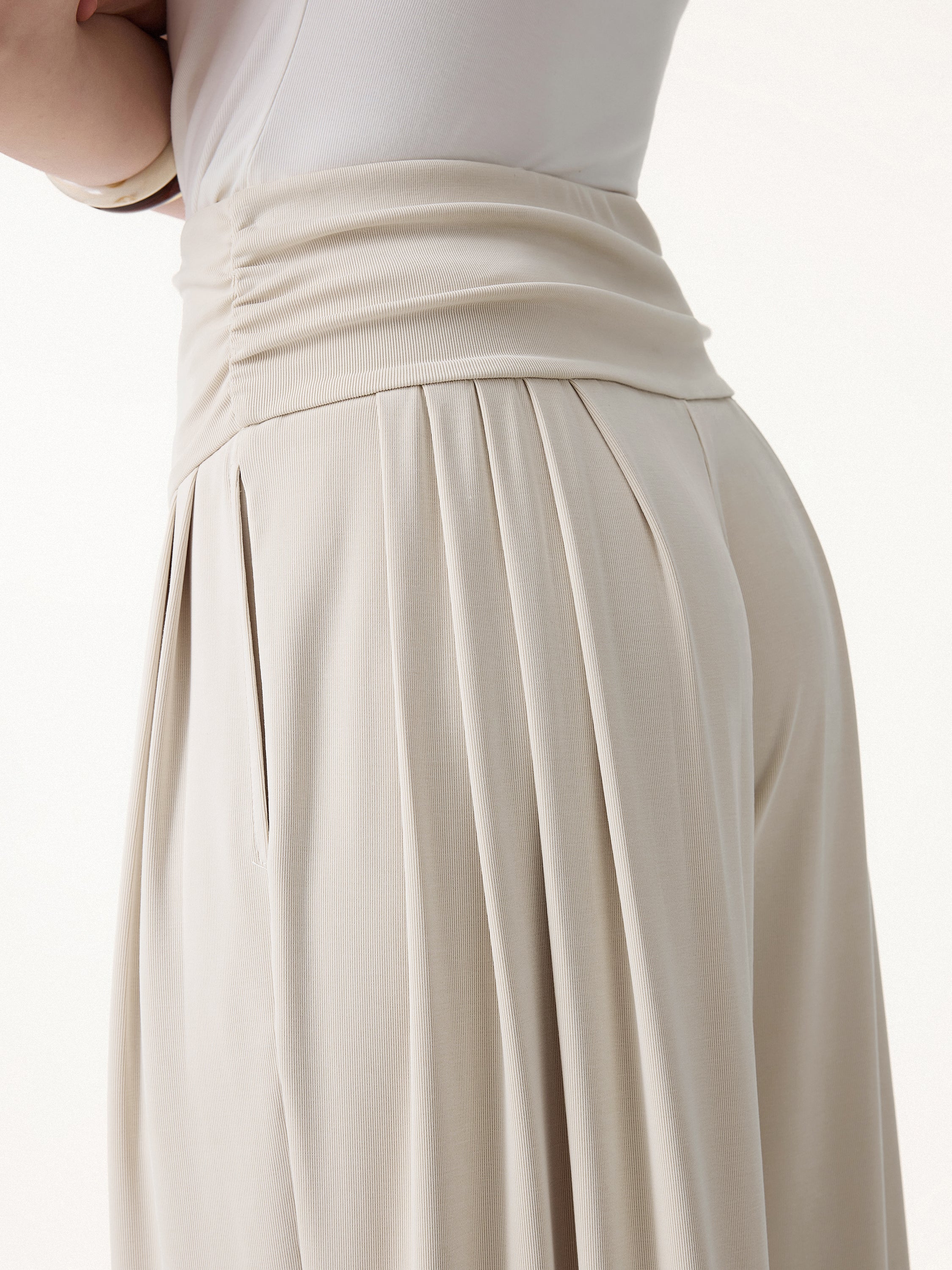 2Pcs Set Criss Cross Bra Top & Tucked Palazzo Pants with Pockets - Image 8