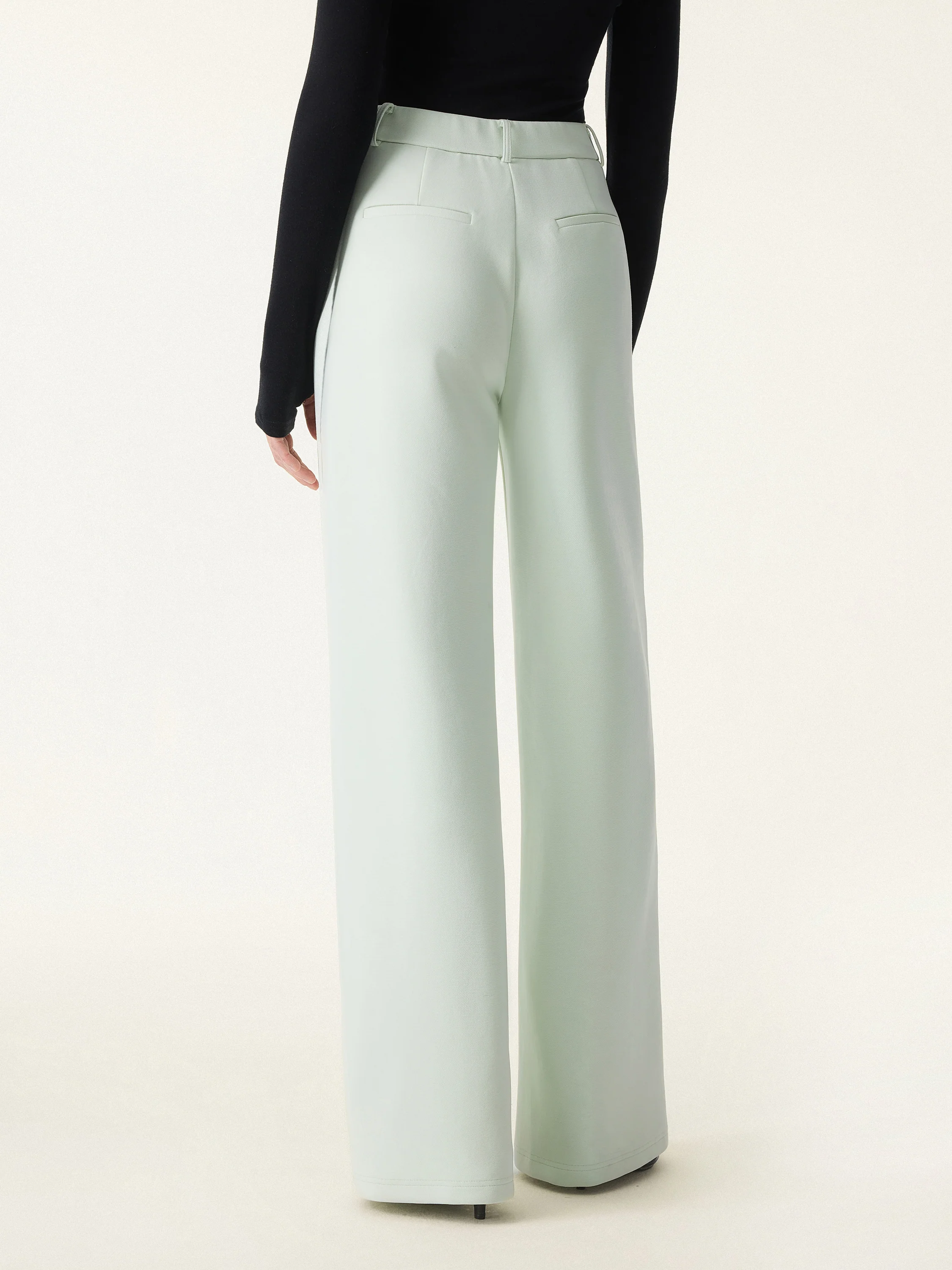 Stretch Cotton Blend Slimming High Rise Wide Leg Pant - Image 4