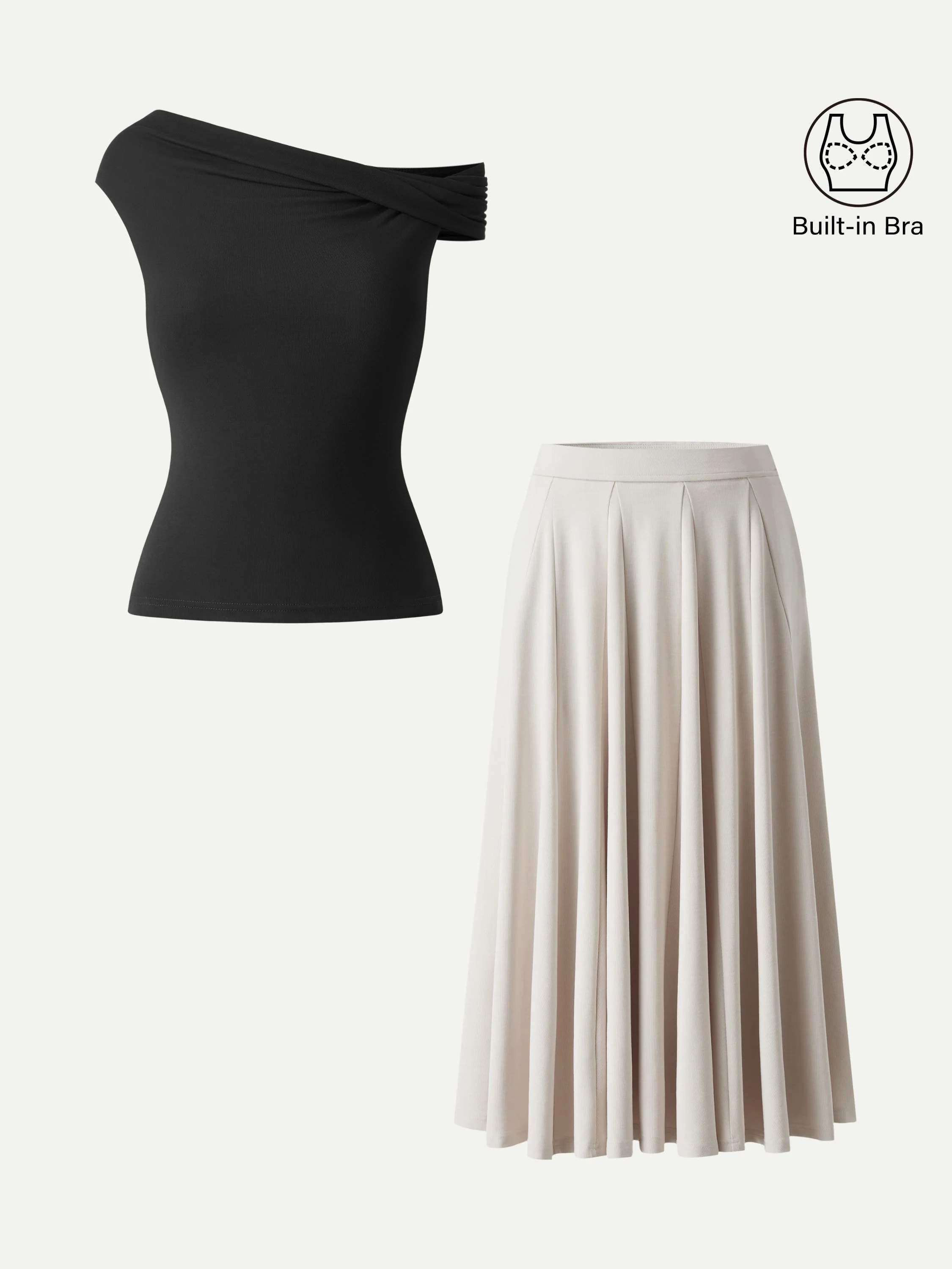 2Pcs Set Multi-wear Bra Top & Volume Skirt with Pockets - Image 10