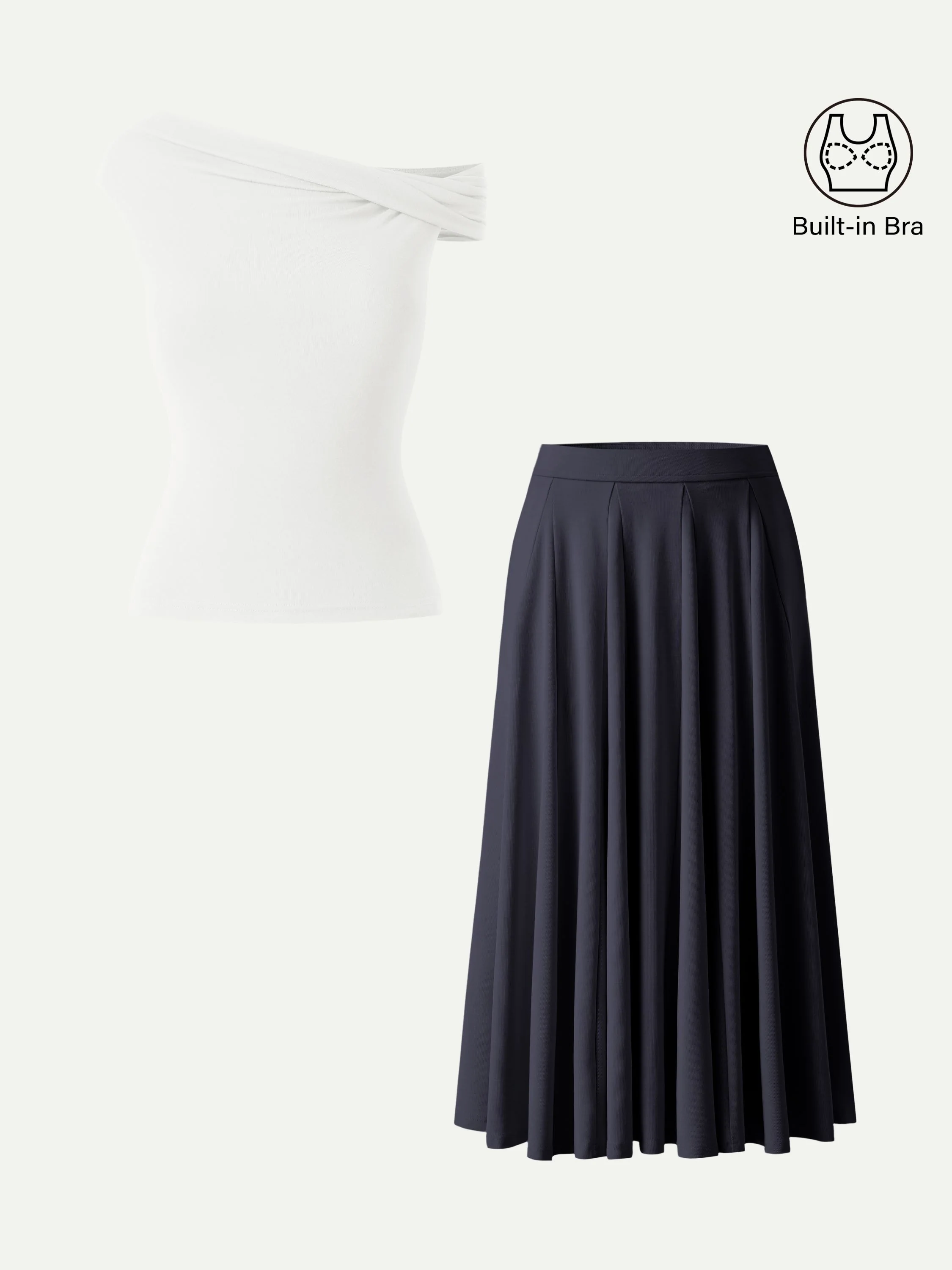 2Pcs Set Multi-wear Bra Top & Volume Skirt with Pockets - Image 13
