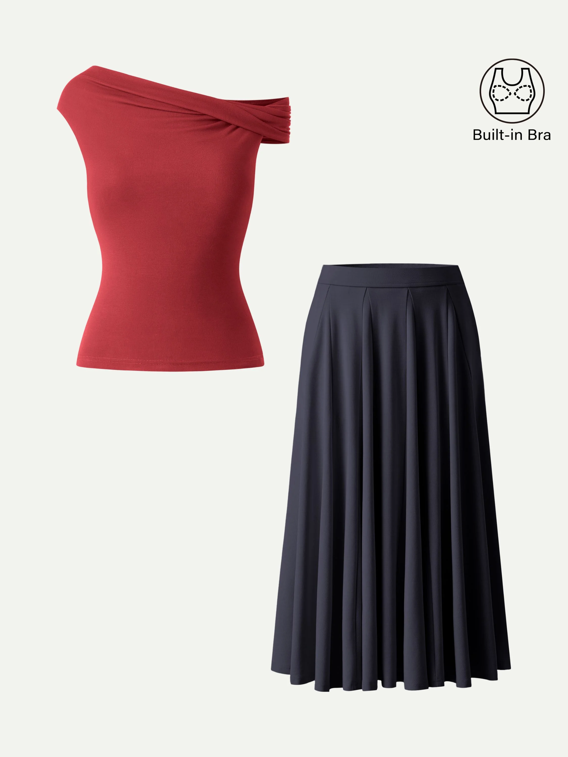 2Pcs Set Multi-wear Bra Top & Volume Skirt with Pockets - Image 14
