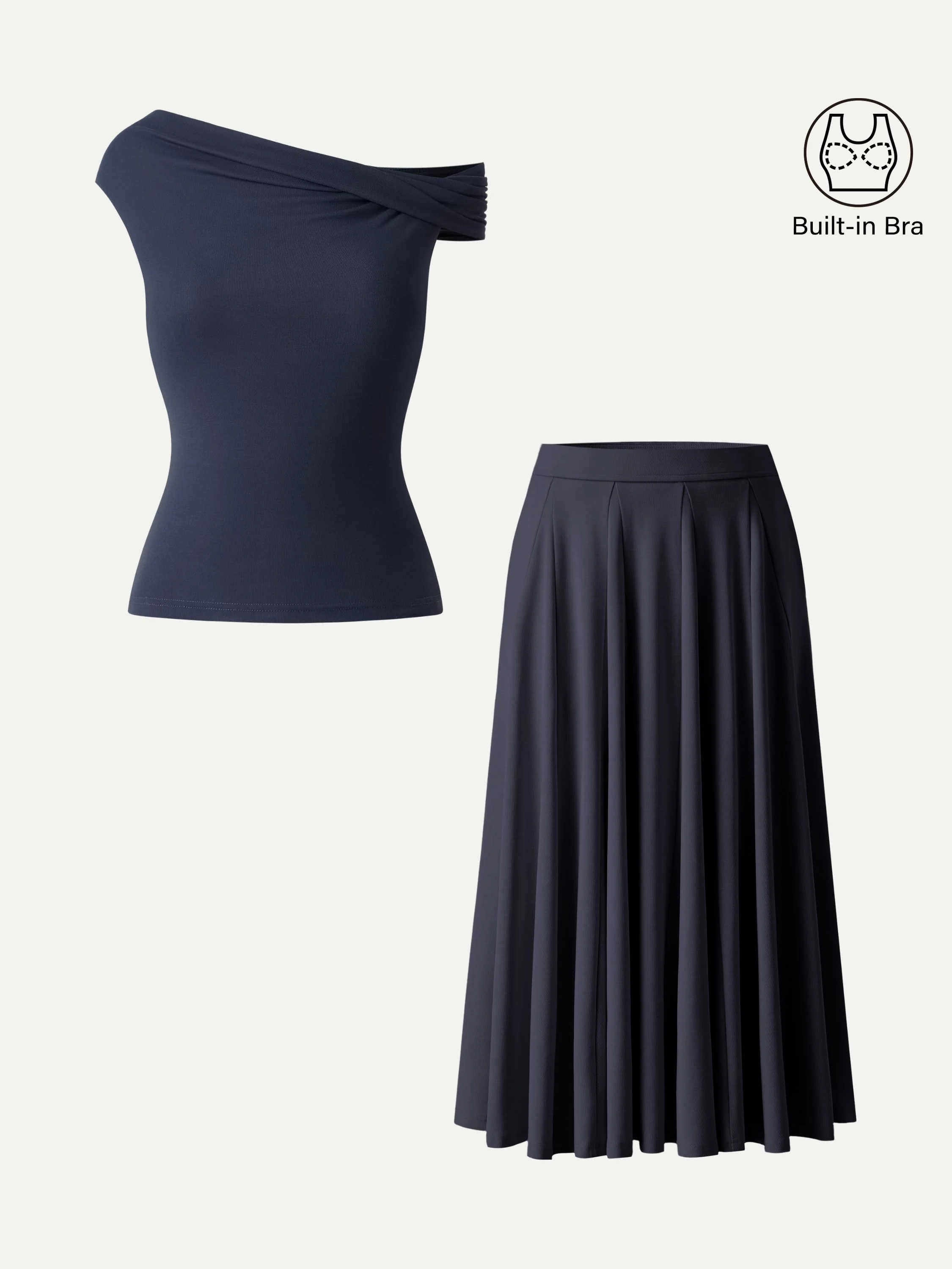 2Pcs Set Multi-wear Bra Top & Volume Skirt with Pockets - Image 2
