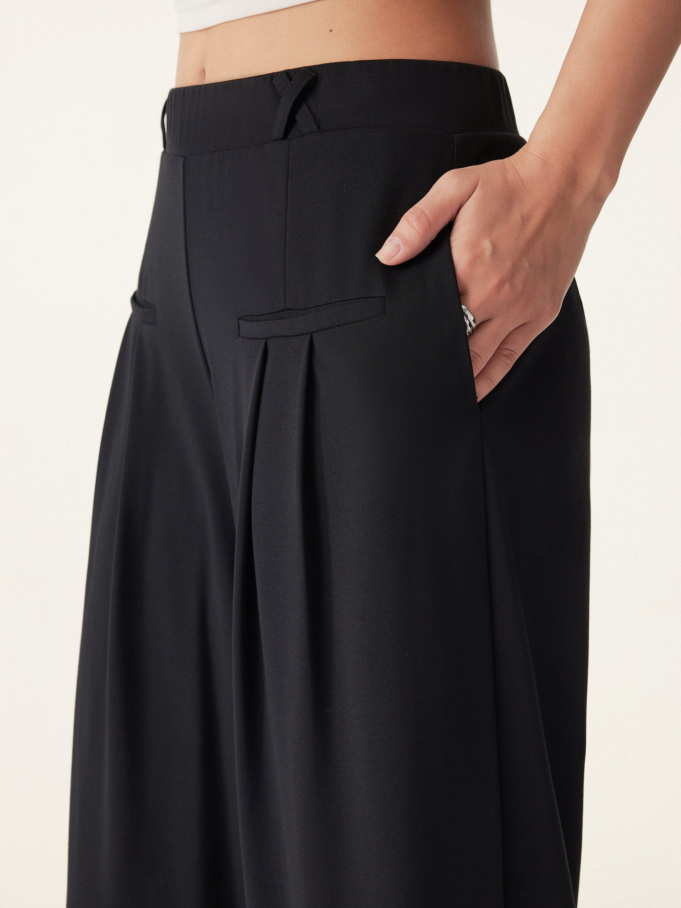 2Pcs Set Open Back Bra Tank & Mid Rise Wide Leg Trouser with Pockets - Image 8