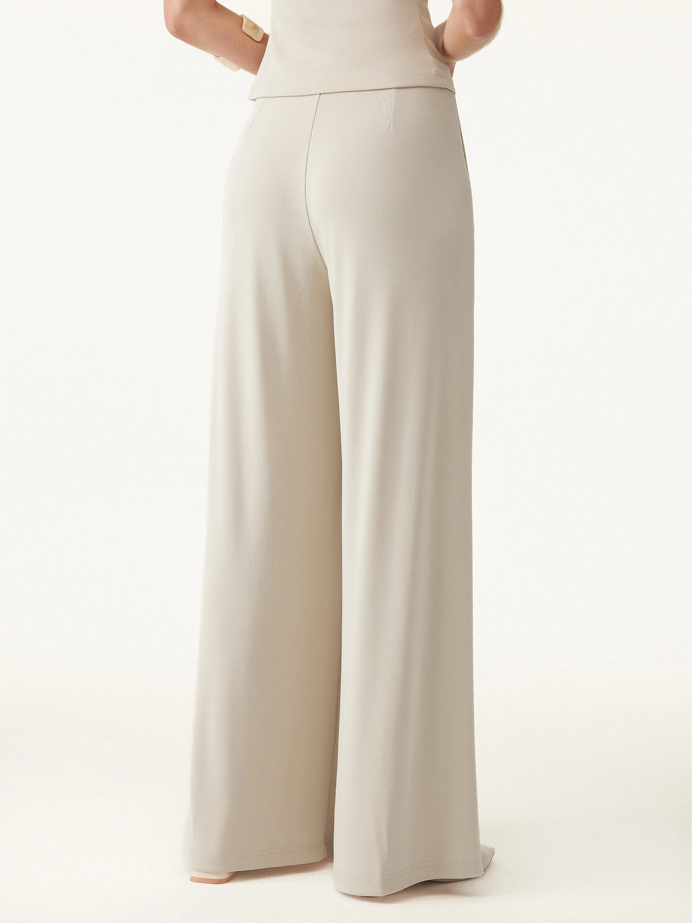 2Pcs Set Round Neck Short Sleeve Tee & Wide Leg Pants with Pockets - Image 3