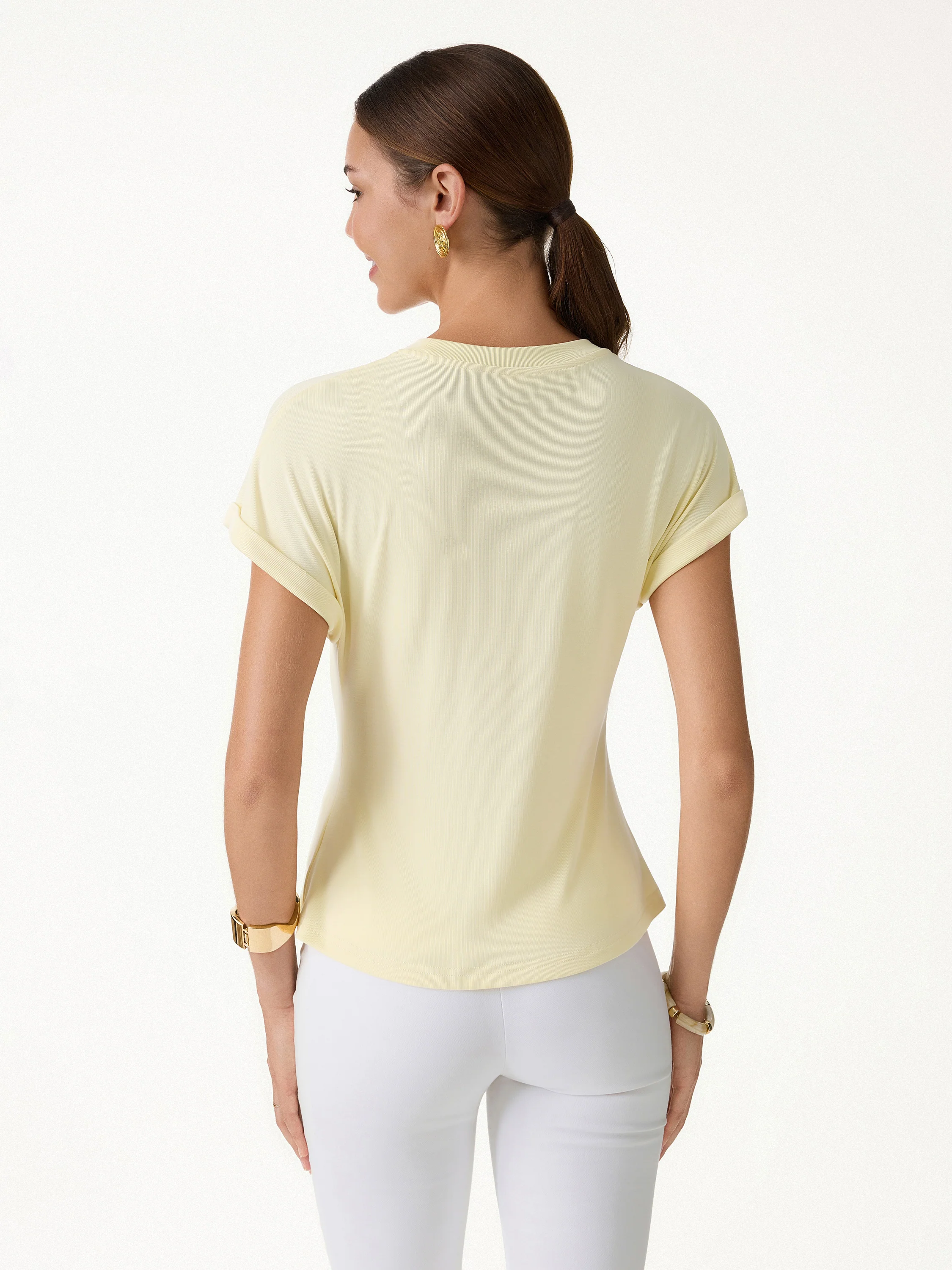 2Pcs Set Round Neck Short Sleeve Tee & Wide Leg Pants with Pockets - Image 5