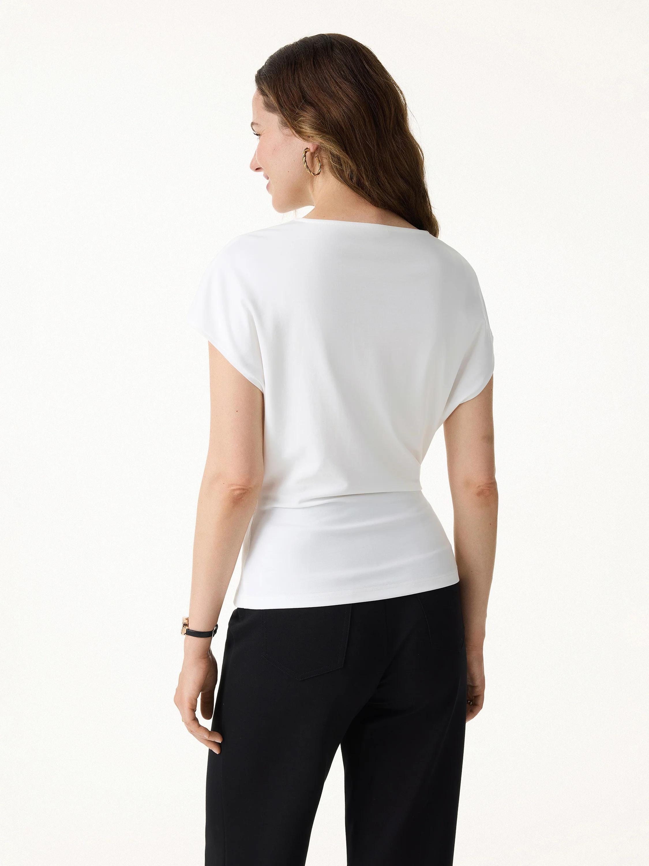 Cooling Ponte Relaxed Round Neck Tucked Top - Image 4