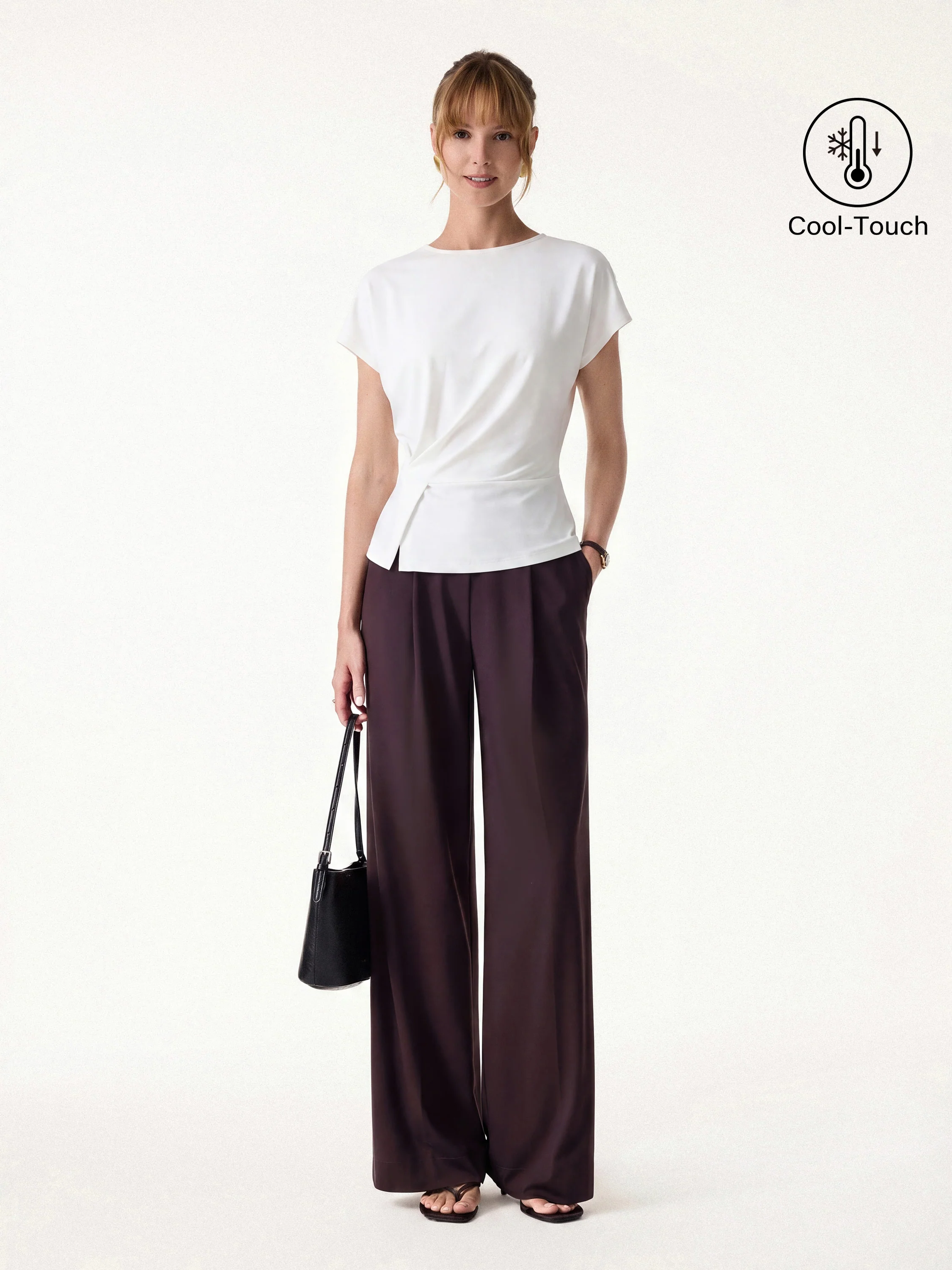 2Pcs Set Round Neck Tucked Top & Wide Leg The Success Pants - Image 8