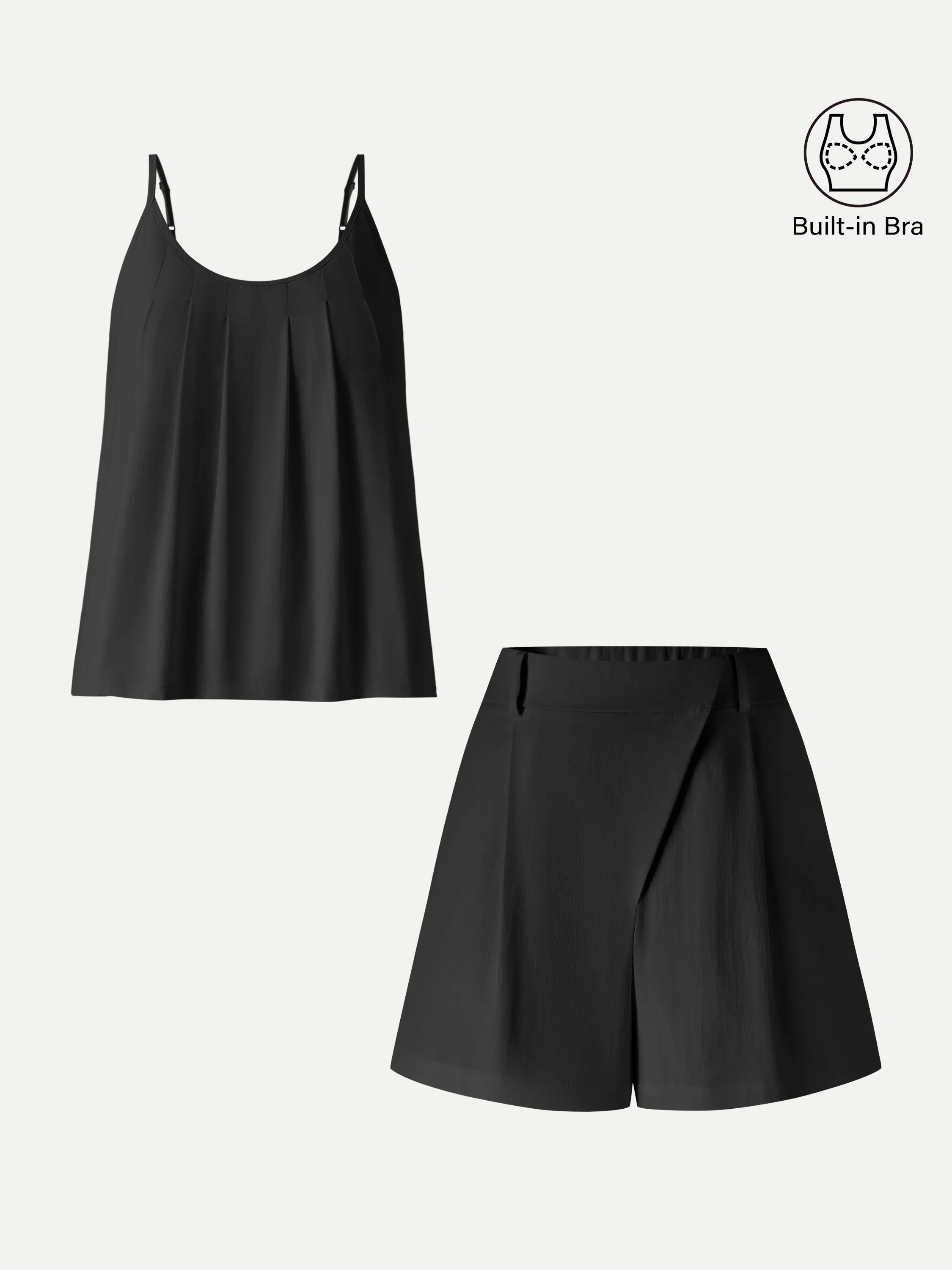 2Pcs Set Spaghetti Bra Tank & A-Line Shorts - Image 10
