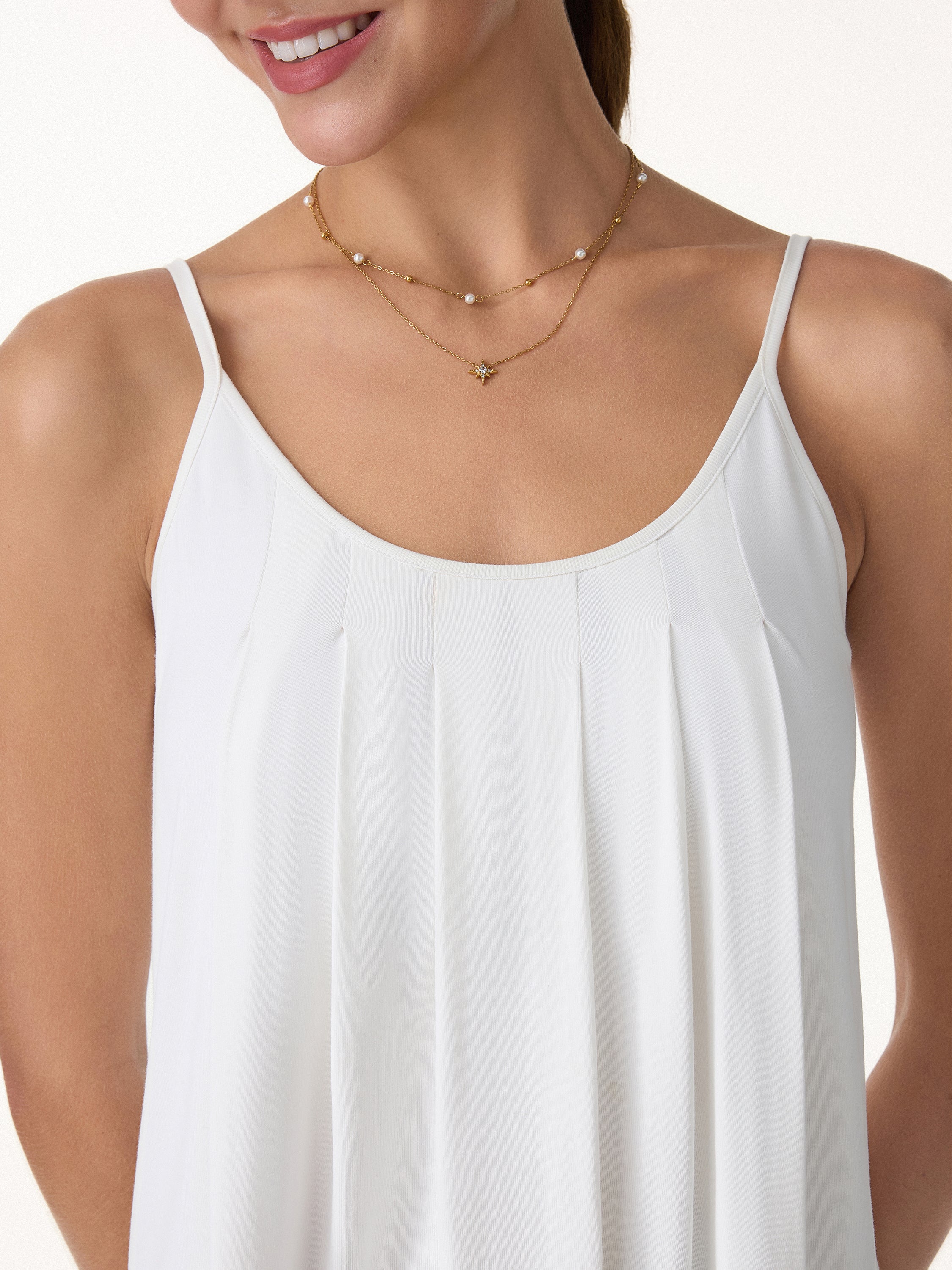 U-Neck Pleated Spaghetti Bra Tank - Image 5