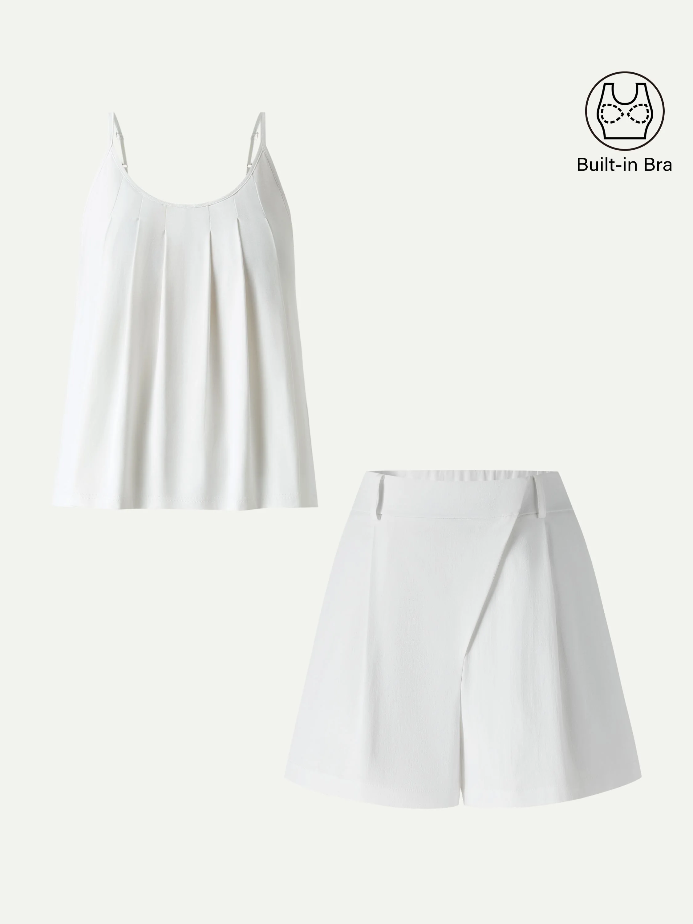 2Pcs Set Spaghetti Bra Tank & A-Line Shorts - Image 8
