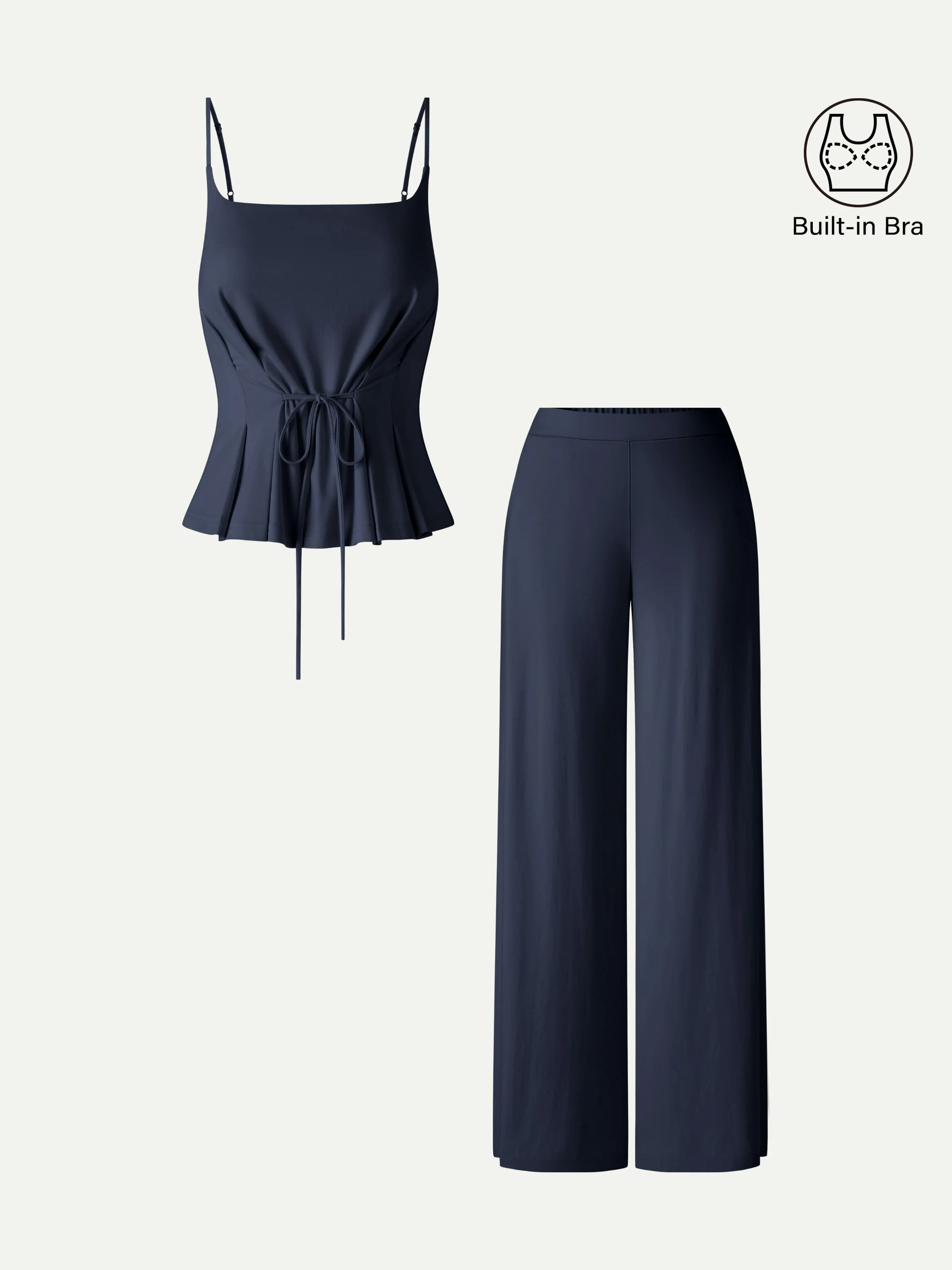2Pcs Set Spaghetti Bra Top & Wide Leg Pants with Pockets - Image 10
