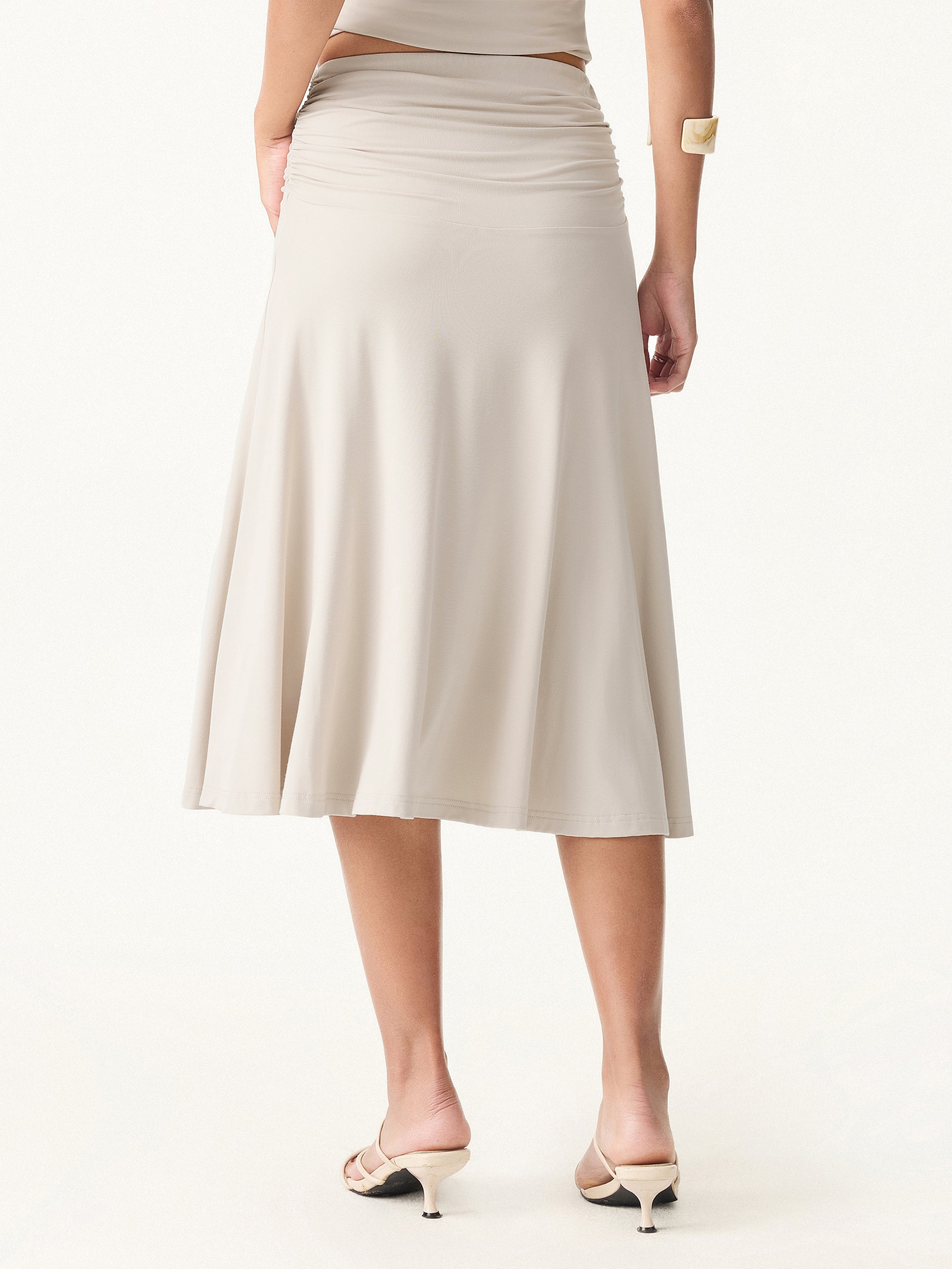 2Pcs Set Square Neck Cutout Back Bra Top & A-line Midi Skirt - Image 5