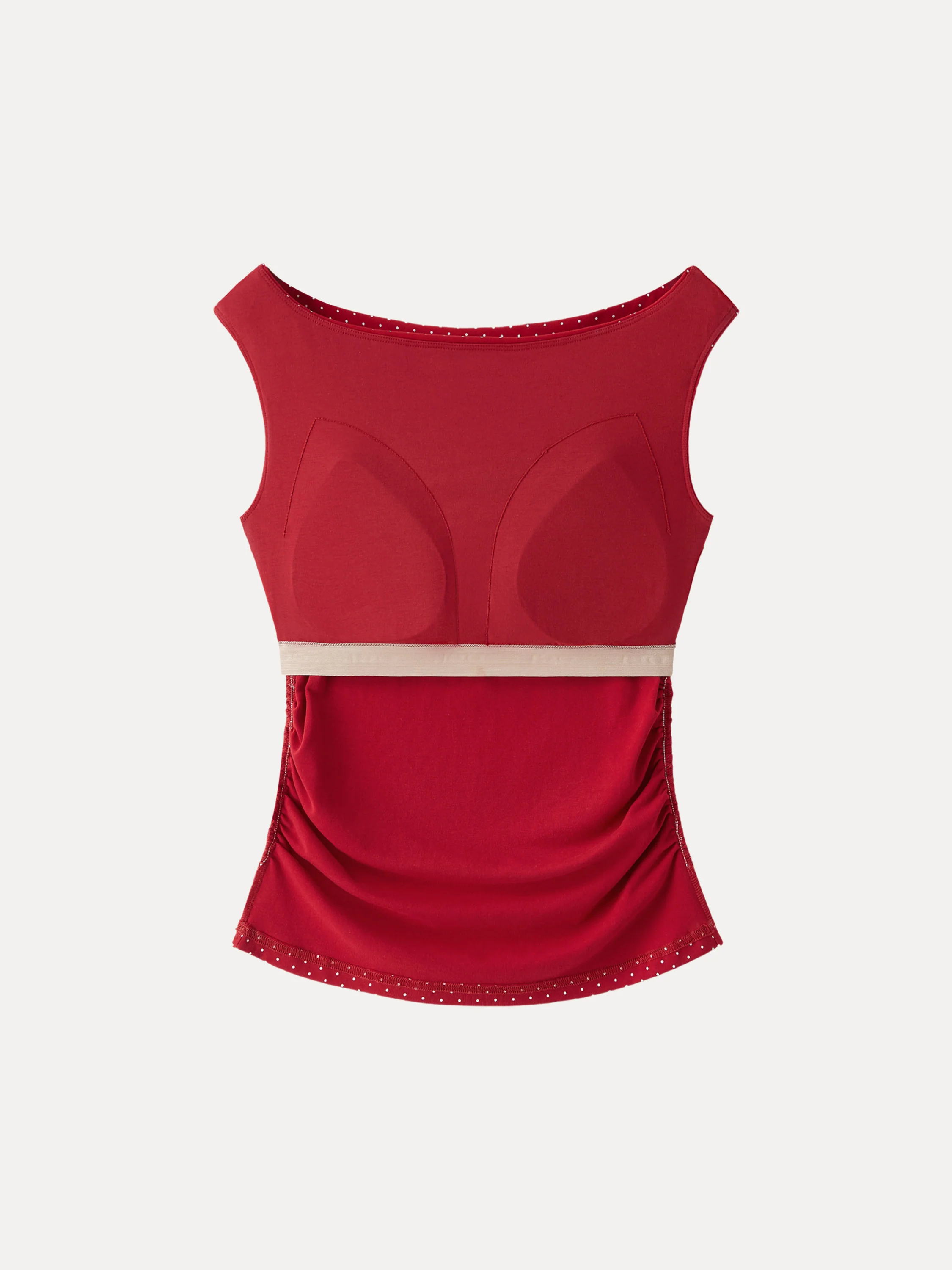 Stretch Cotton Polka Dot Boatneck Ruched Bra Top Limited Edition - Image 6