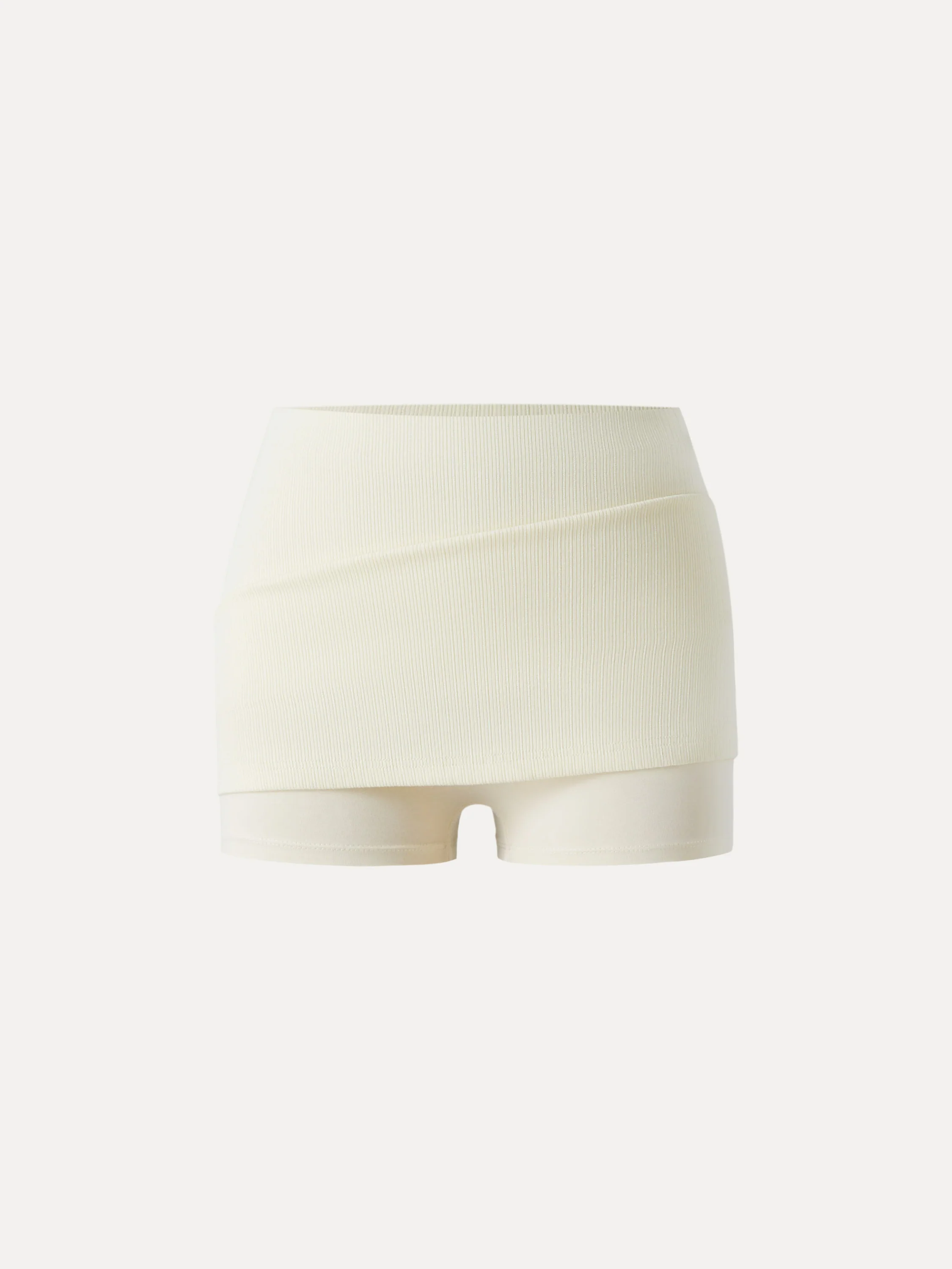 Stretch Cotton Pointelle A-line Mini Skirt with Built-in Shorts - Image 6