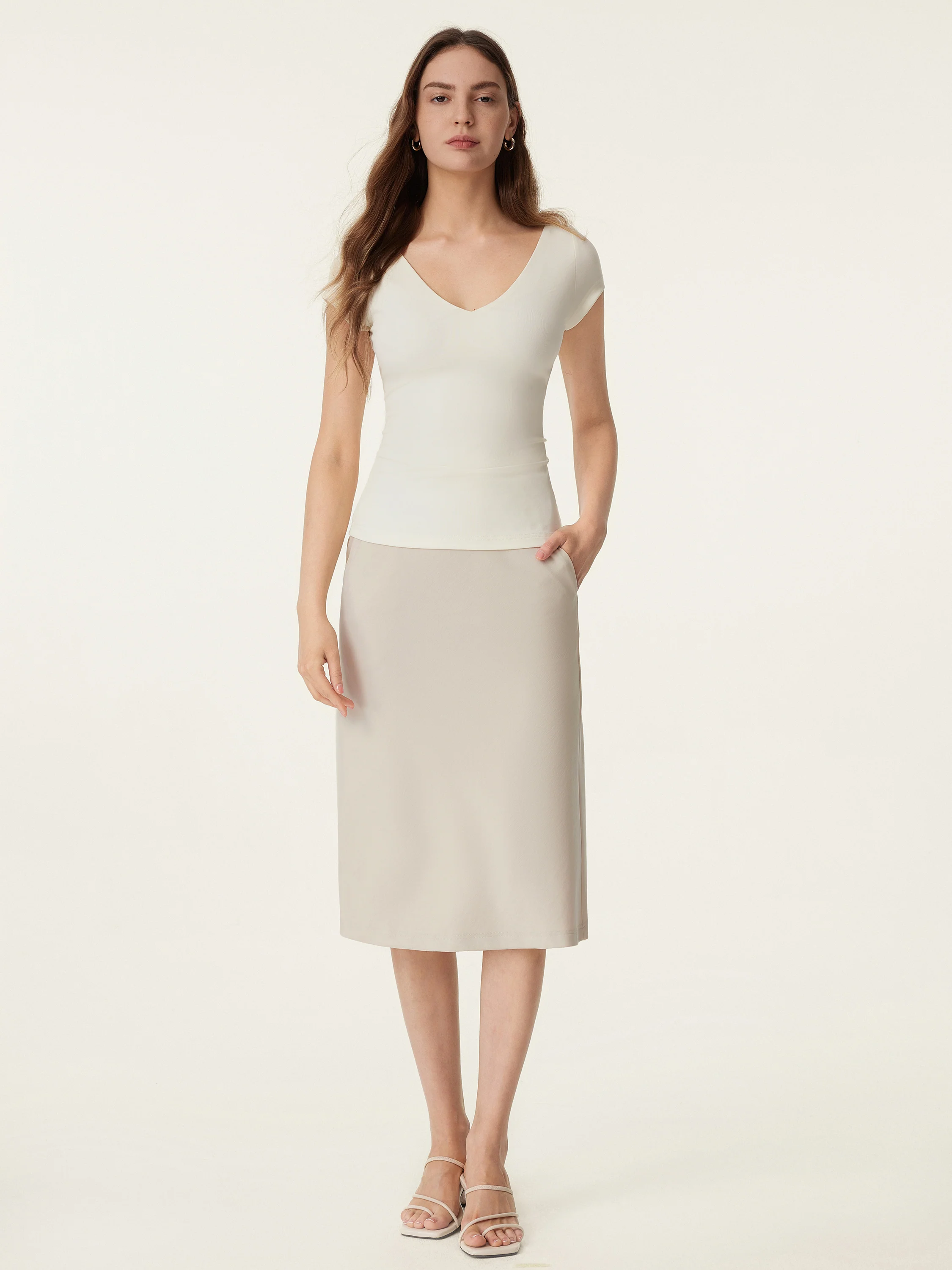 A-line Midi Skirt with Pockets - Image 2