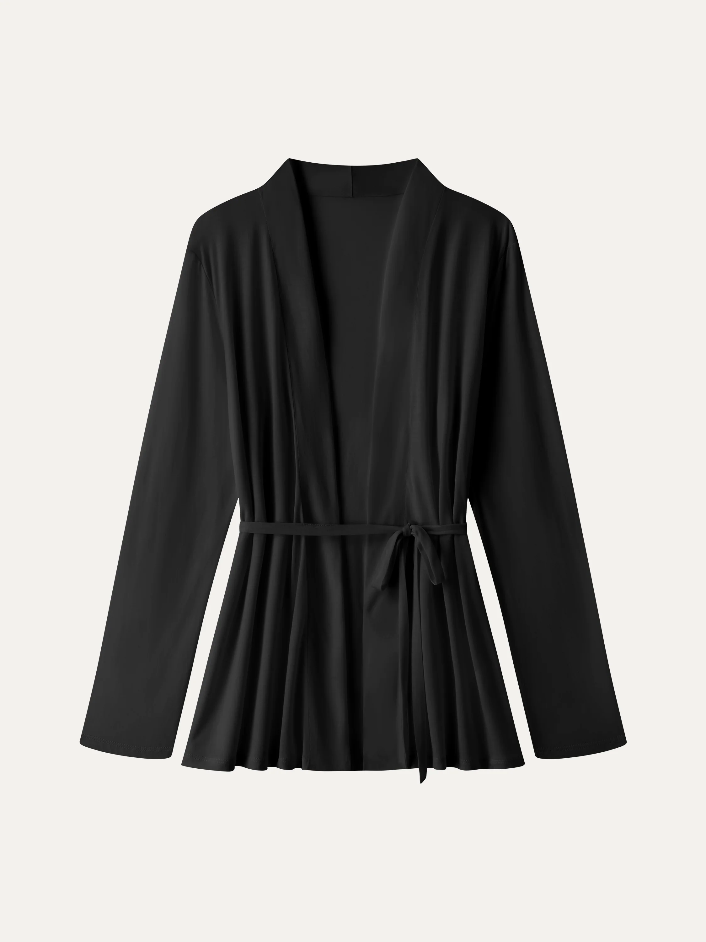 Airy Soft Open Front Cardigan with Tie - Image 10