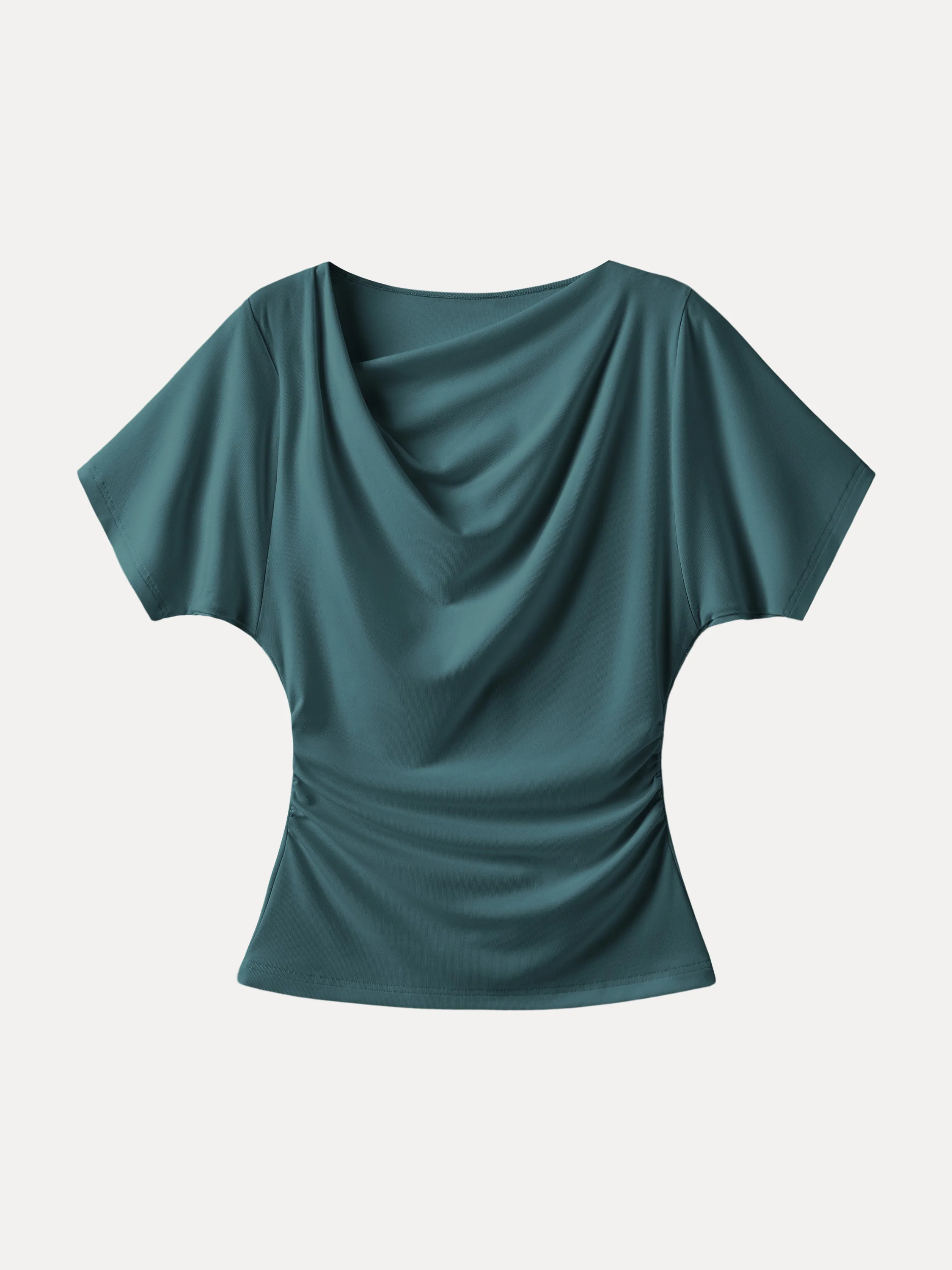 Asymmetrical Cowl Neck Ruched Top - Image 13