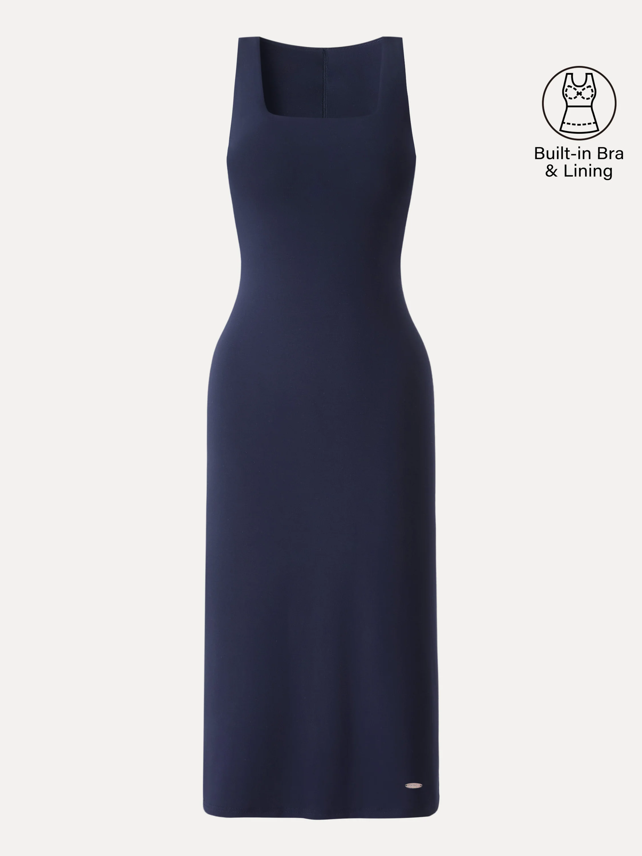 Back Smoothing Bandless Square Neck Midi Bra Dress - Image 6