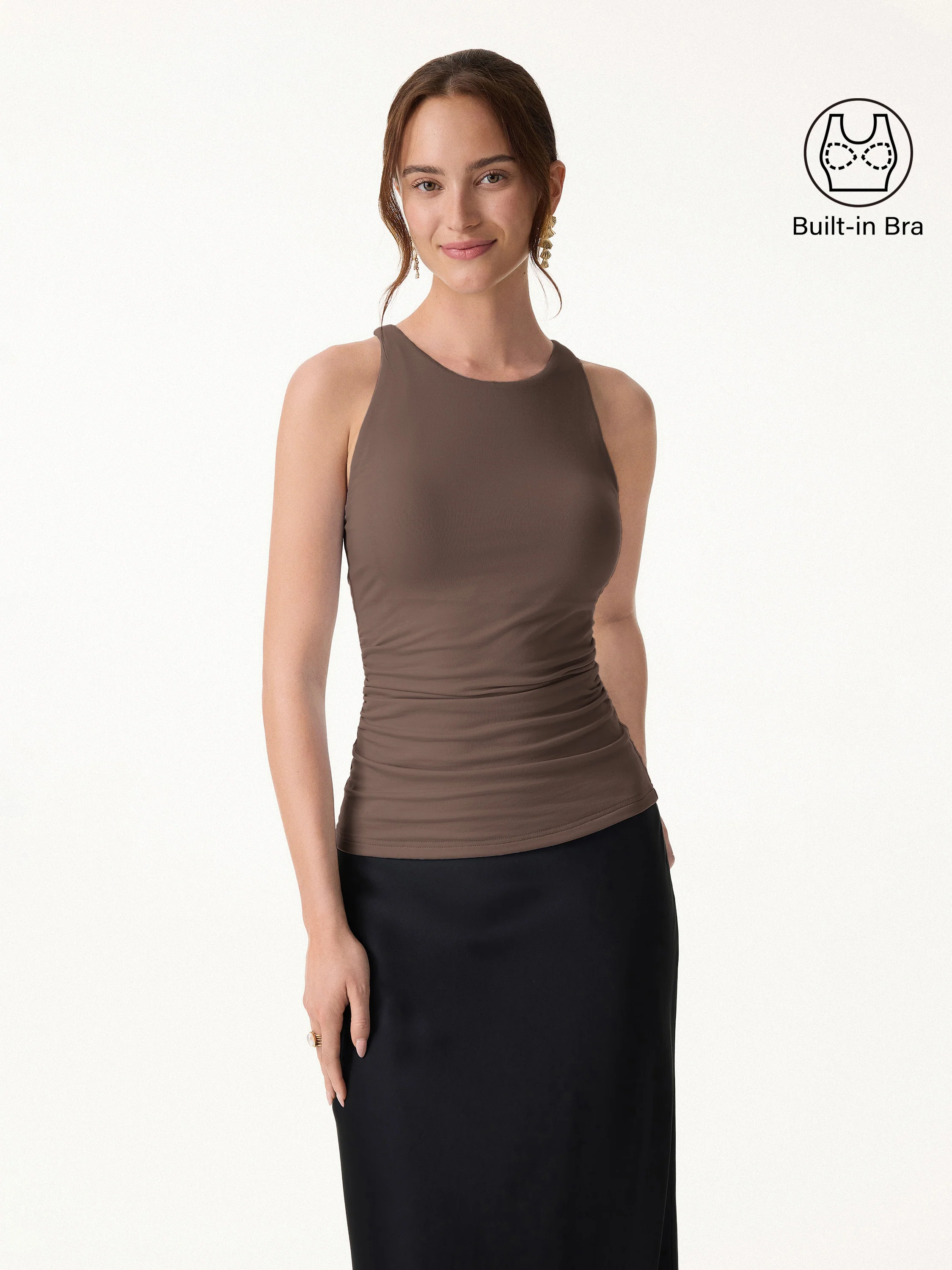 Back Smoothing Ruched Sleeveless Bandless Bra Top - Image 9