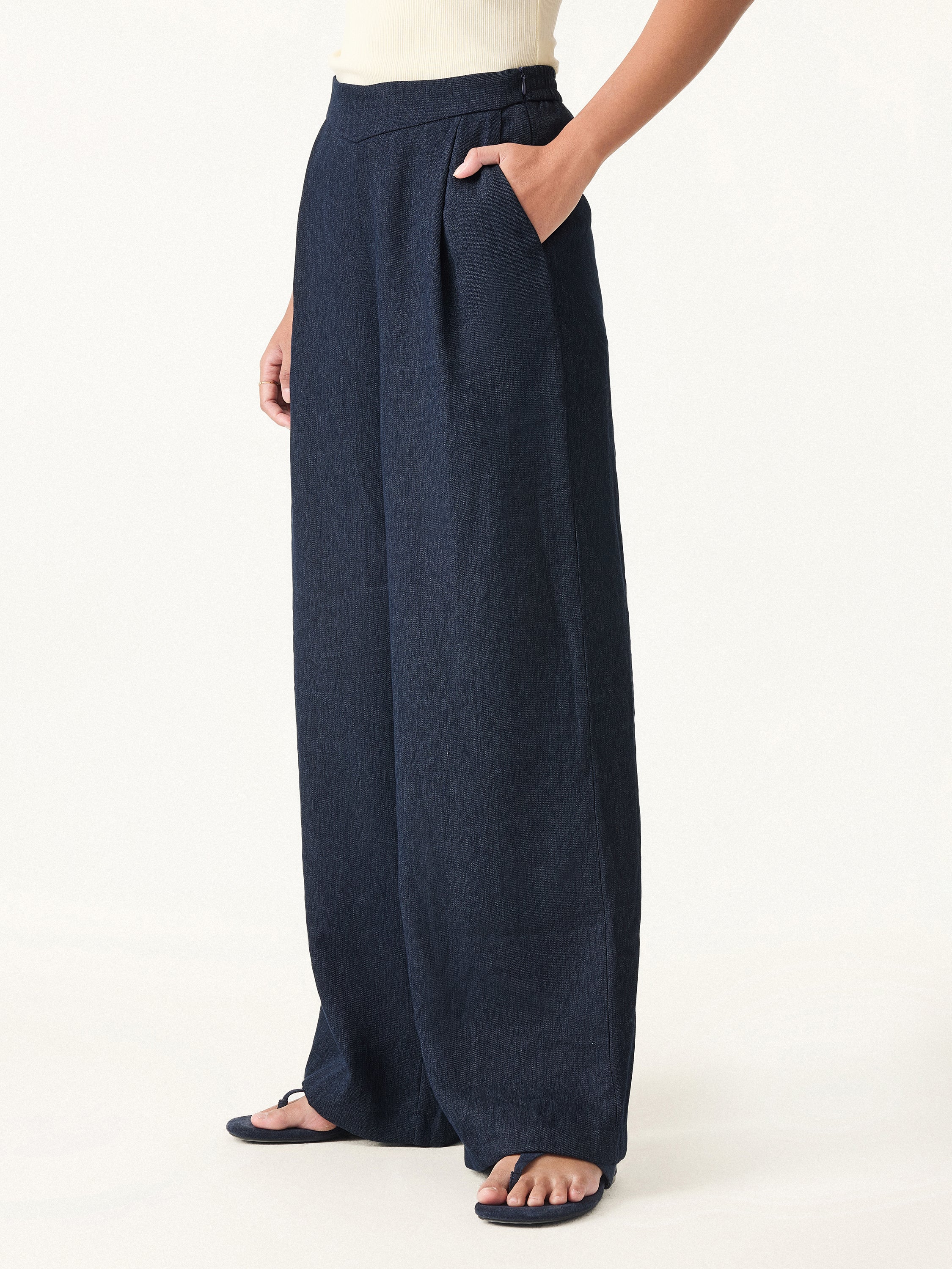 Breezy Linen Mid Rise Wide Leg Pant with Pockets - Image 10