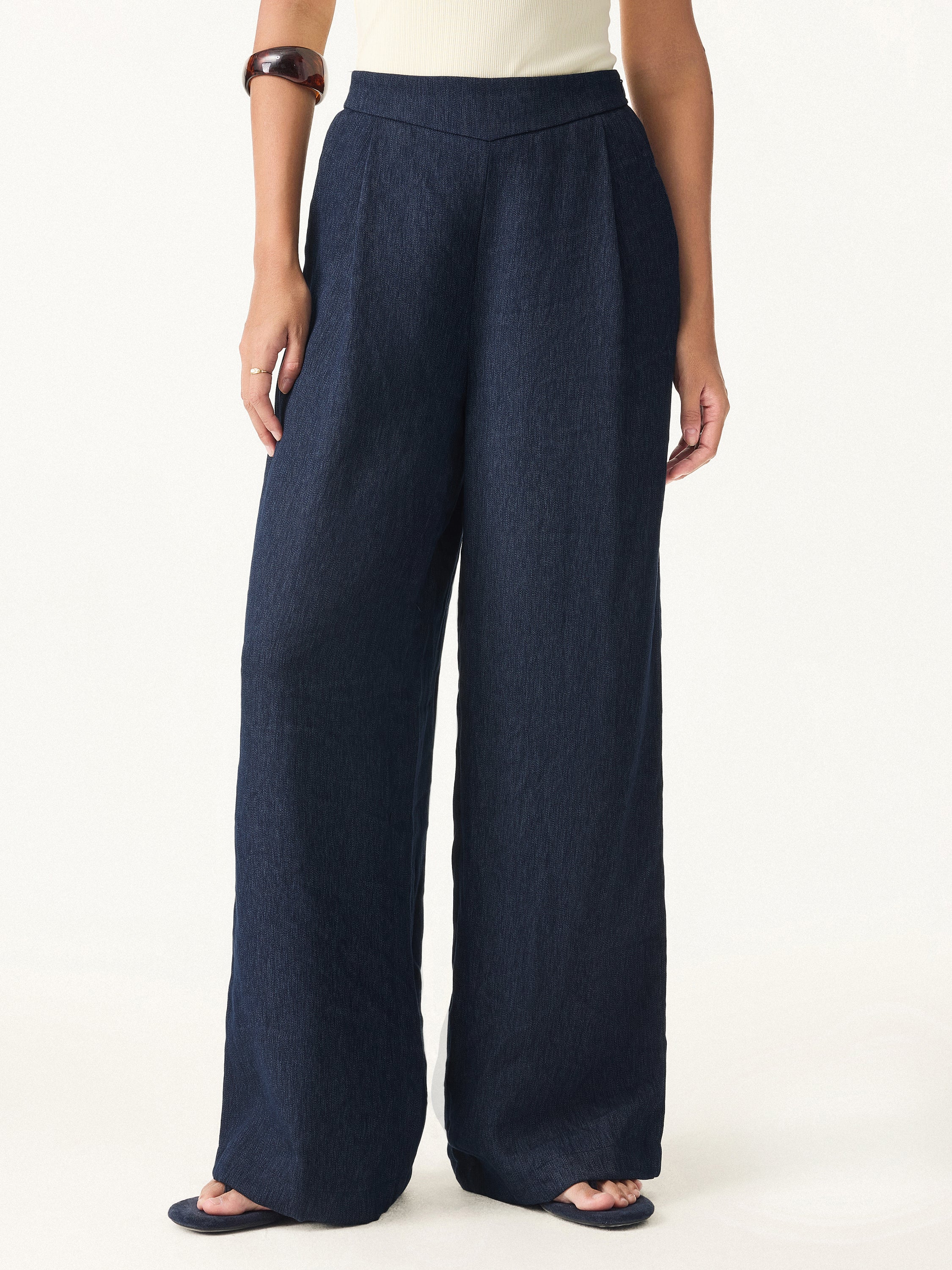 Breezy Linen Mid Rise Wide Leg Pant with Pockets - Image 9