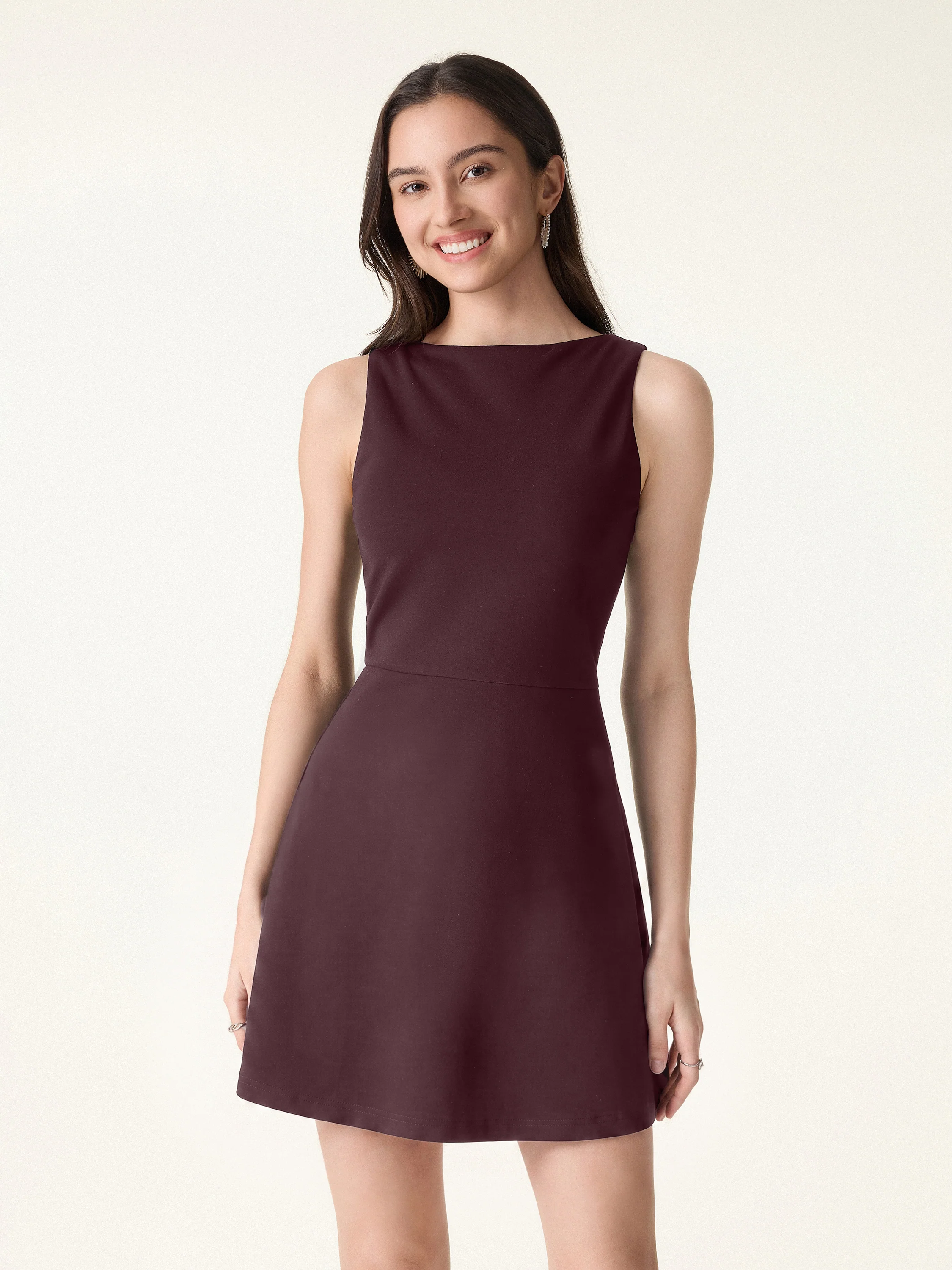 Classy Boatneck Fit-and-Flare Mini Bra Dress - Image 10