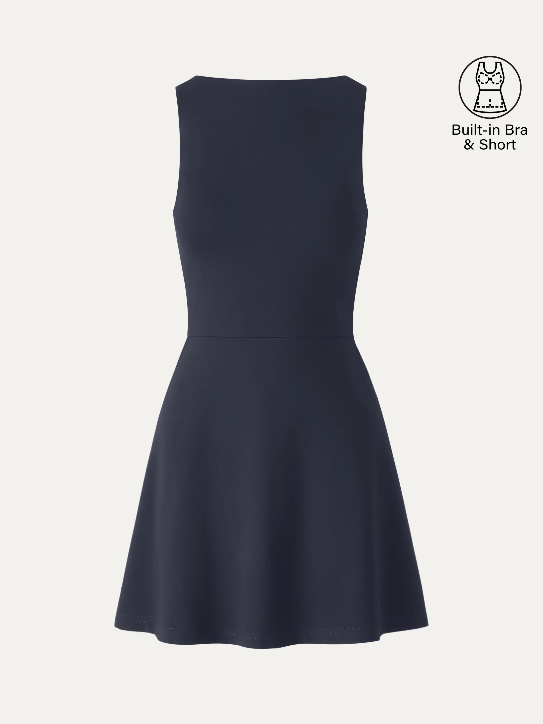 Classy Boatneck Fit-and-Flare Mini Bra Dress - Image 14