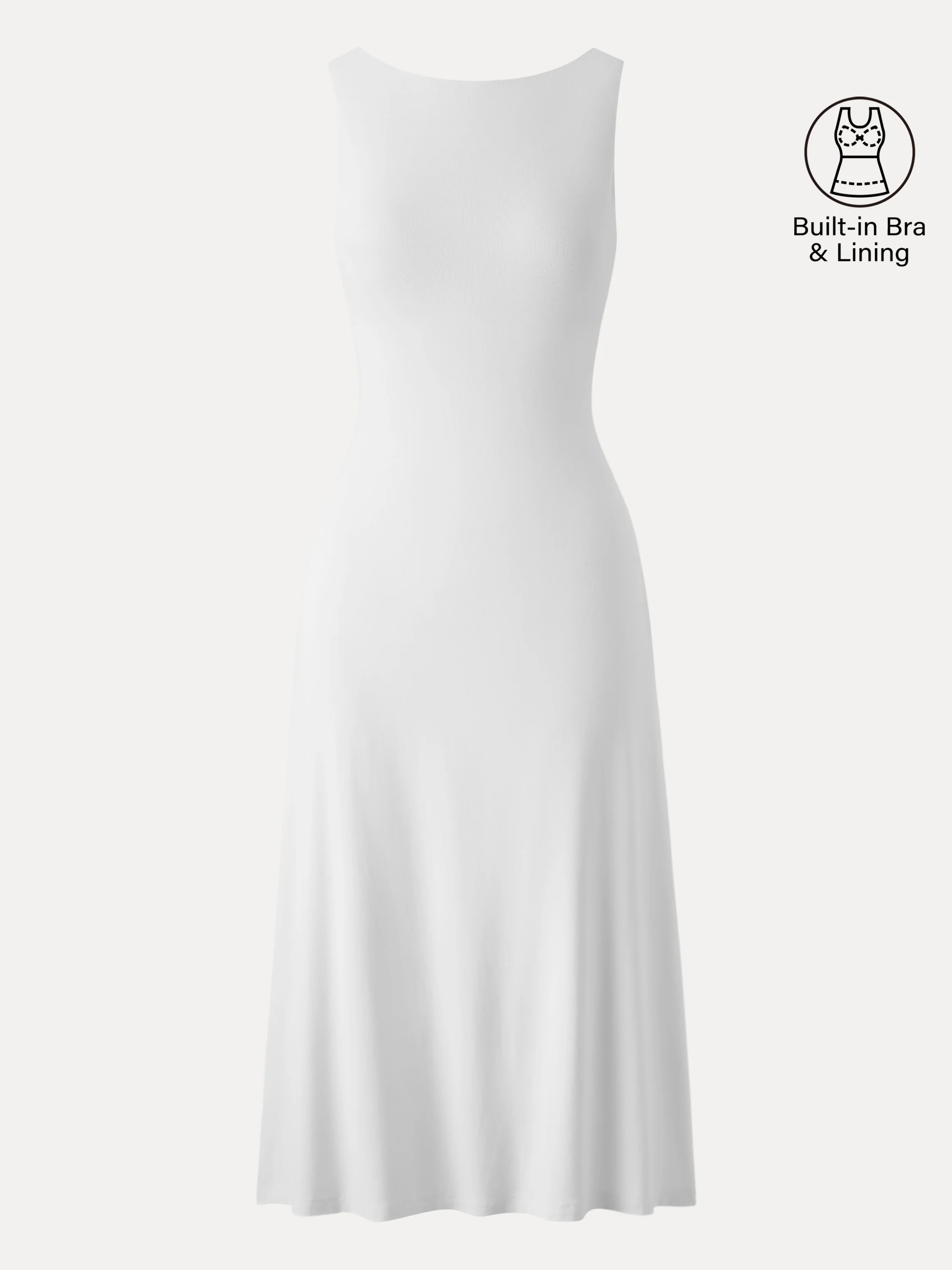 Classy Boatneck Open Back Bandless Midi Bra Dress - Image 6