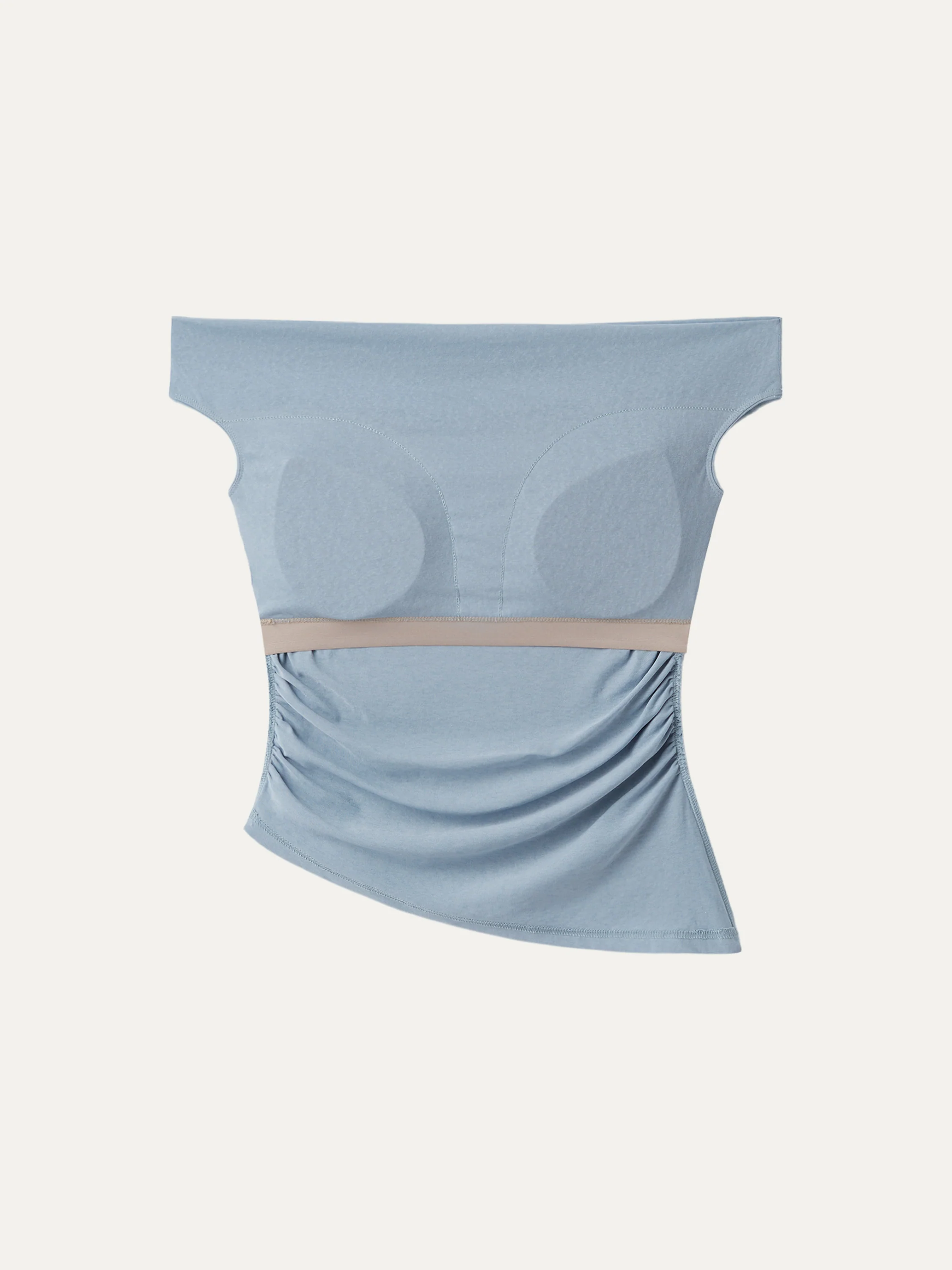 Off Shoulder Cotton-Linen Gathered New Airy Bra Tank - Image 6