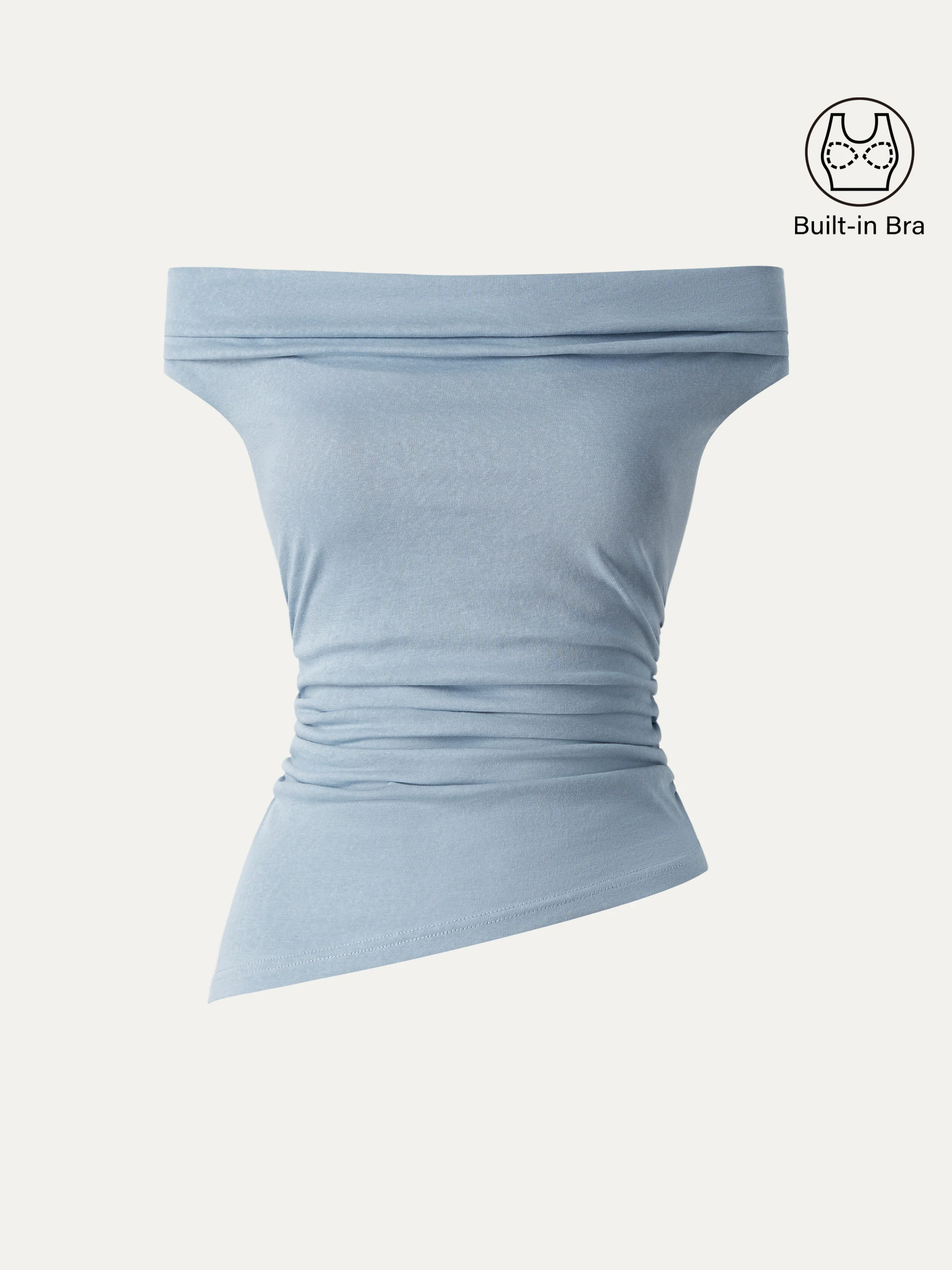 Off Shoulder Cotton-Linen Gathered New Airy Bra Tank - Image 7