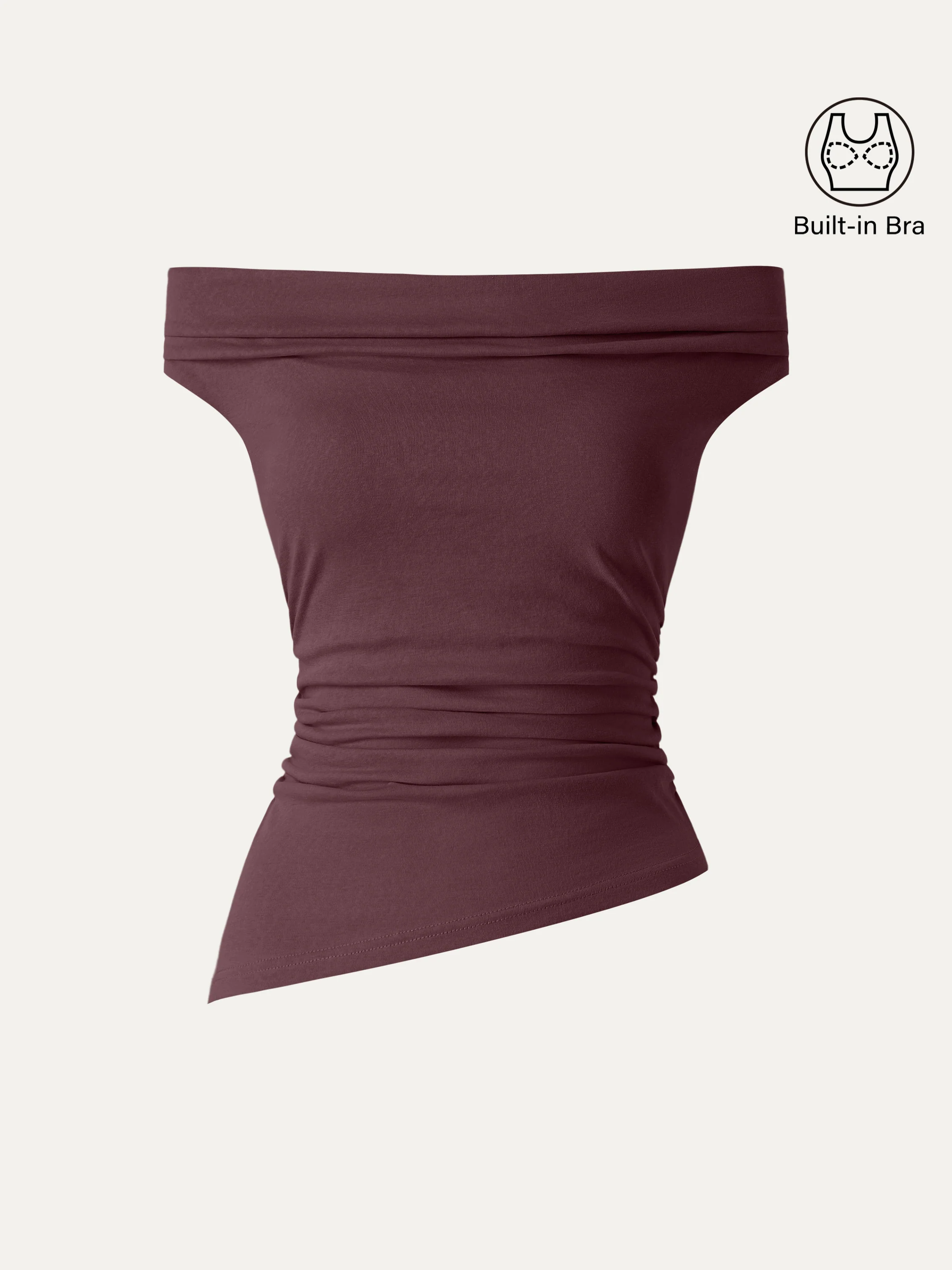 Off Shoulder Cotton-Linen Gathered New Airy Bra Tank - Image 8