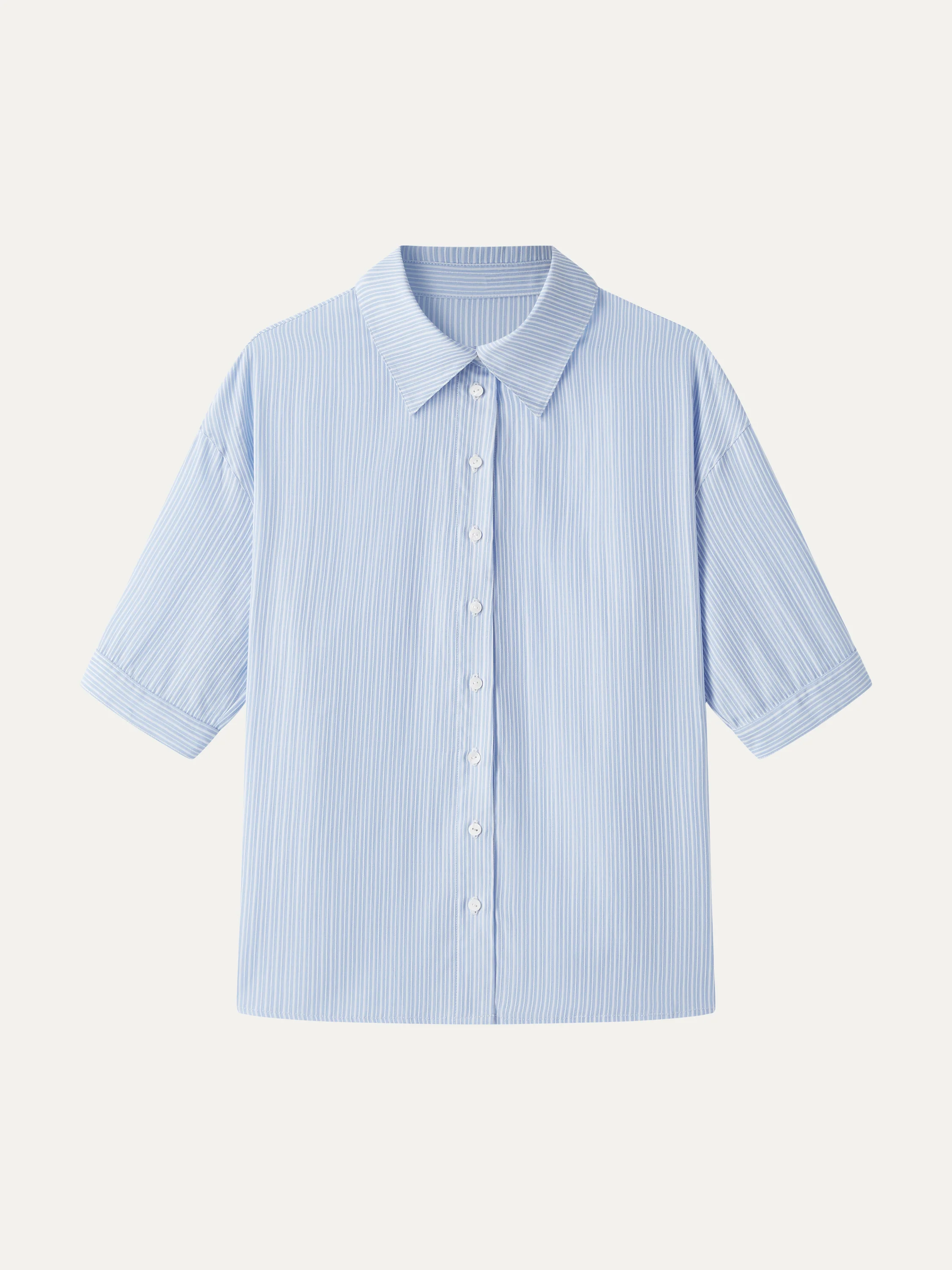 Collared Elbow Sleeve Poplin Shirt - Image 6