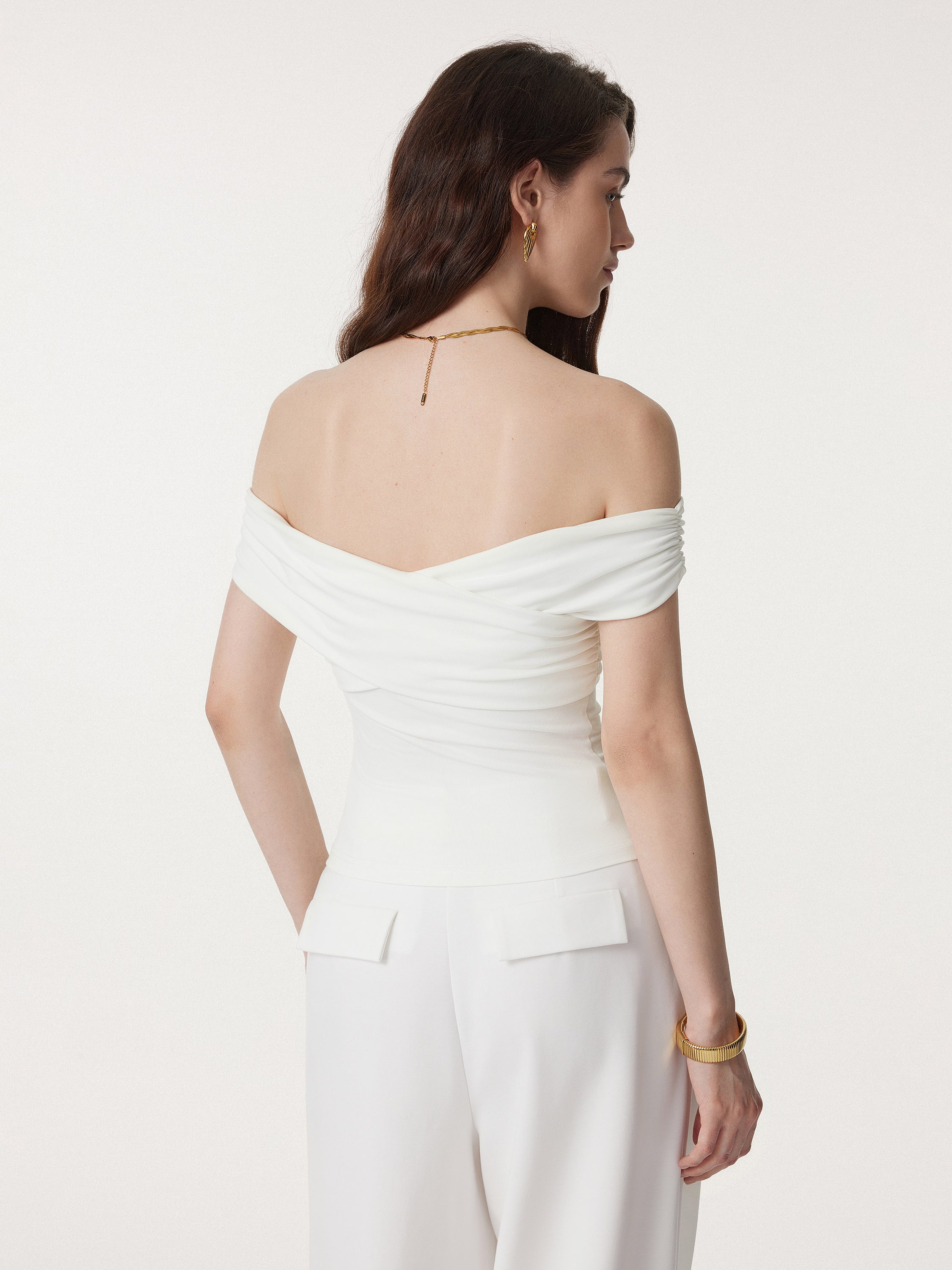Criss Cross Off Shoulder New Airy Bra Top - Image 4