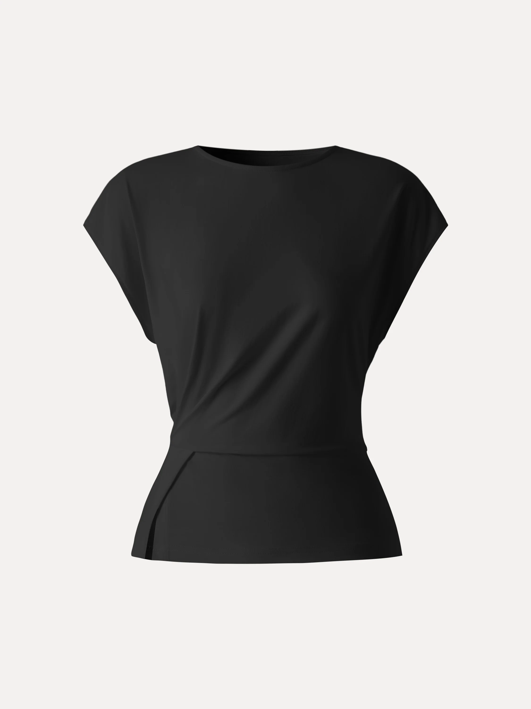 Cooling Ponte Relaxed Round Neck Tucked Top - Image 15