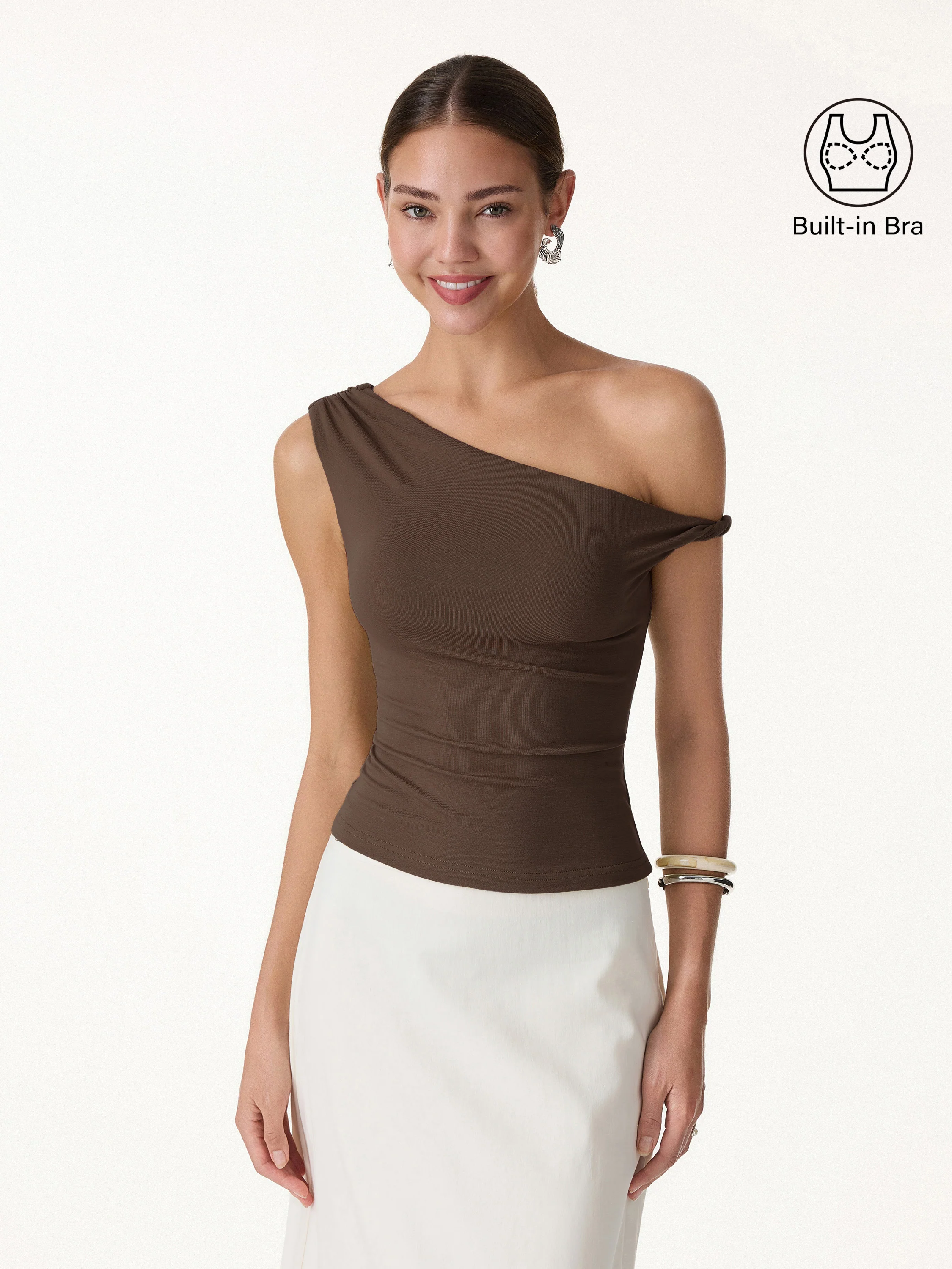 CoolTouch Asymmetrical Shoulder Bra Top - Image 12