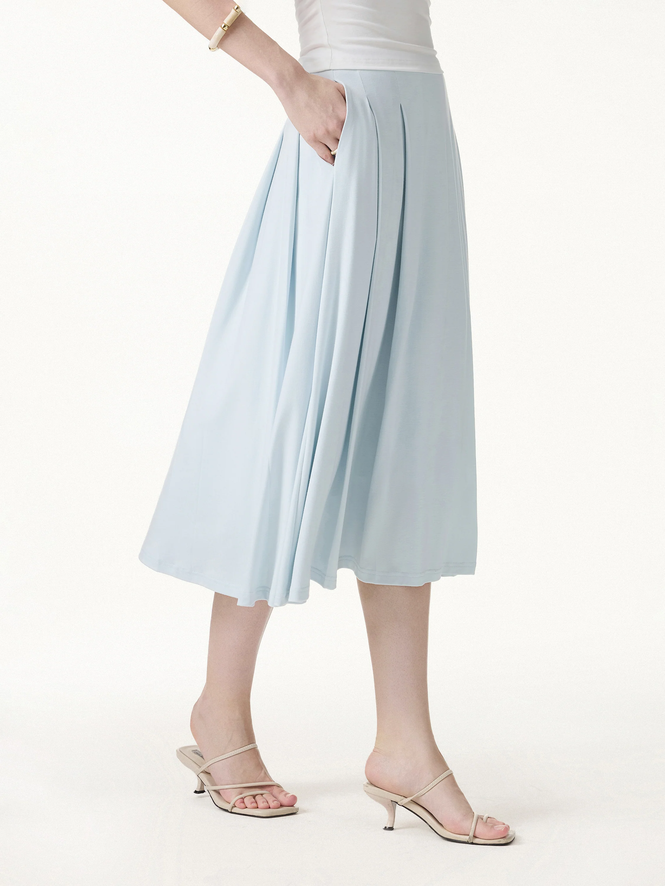 CoolTouch Circle Flare Midi Skirt with Pockets - Image 8