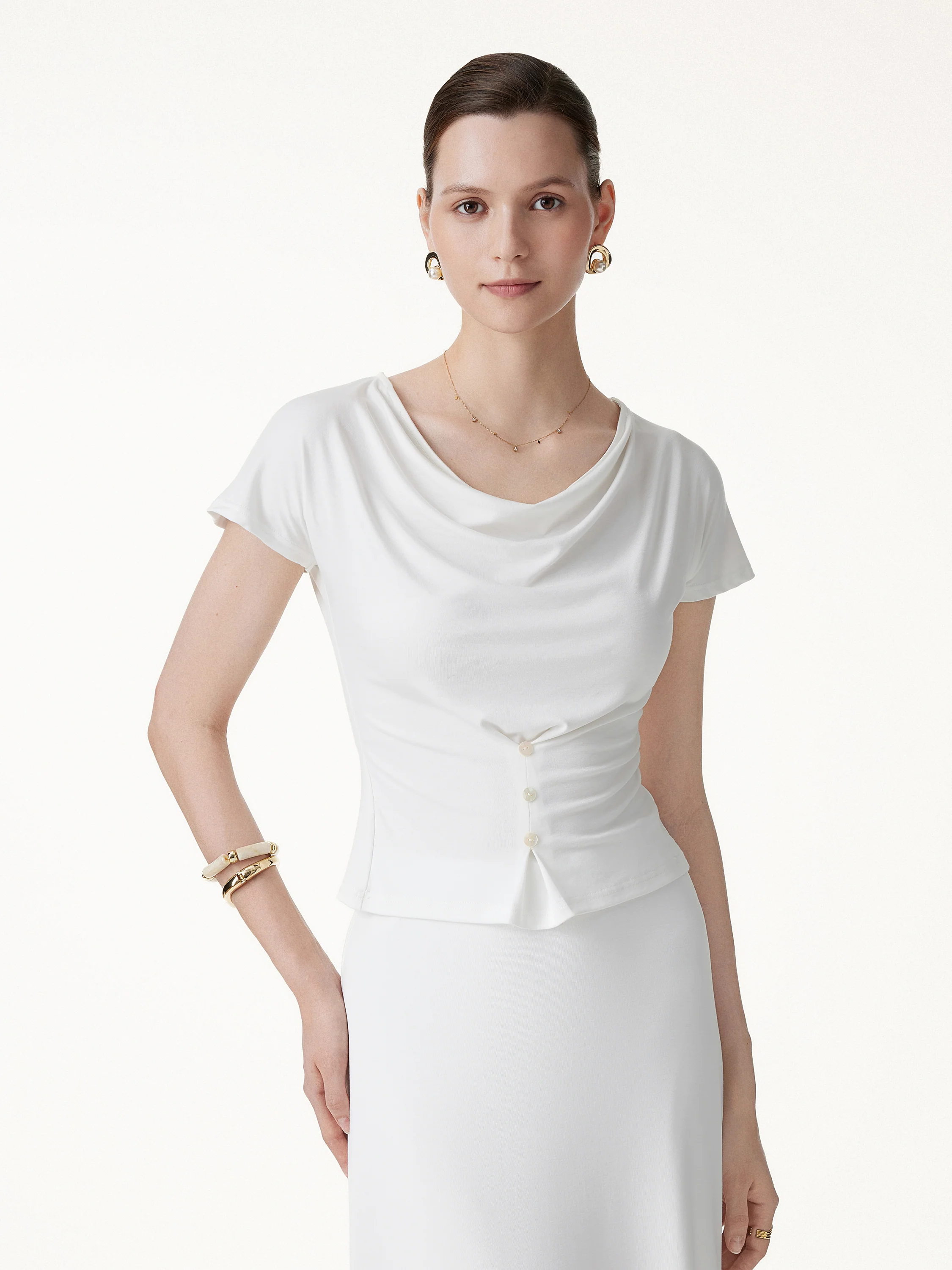 CoolTouch Cowl Neck Cap Sleeve Top