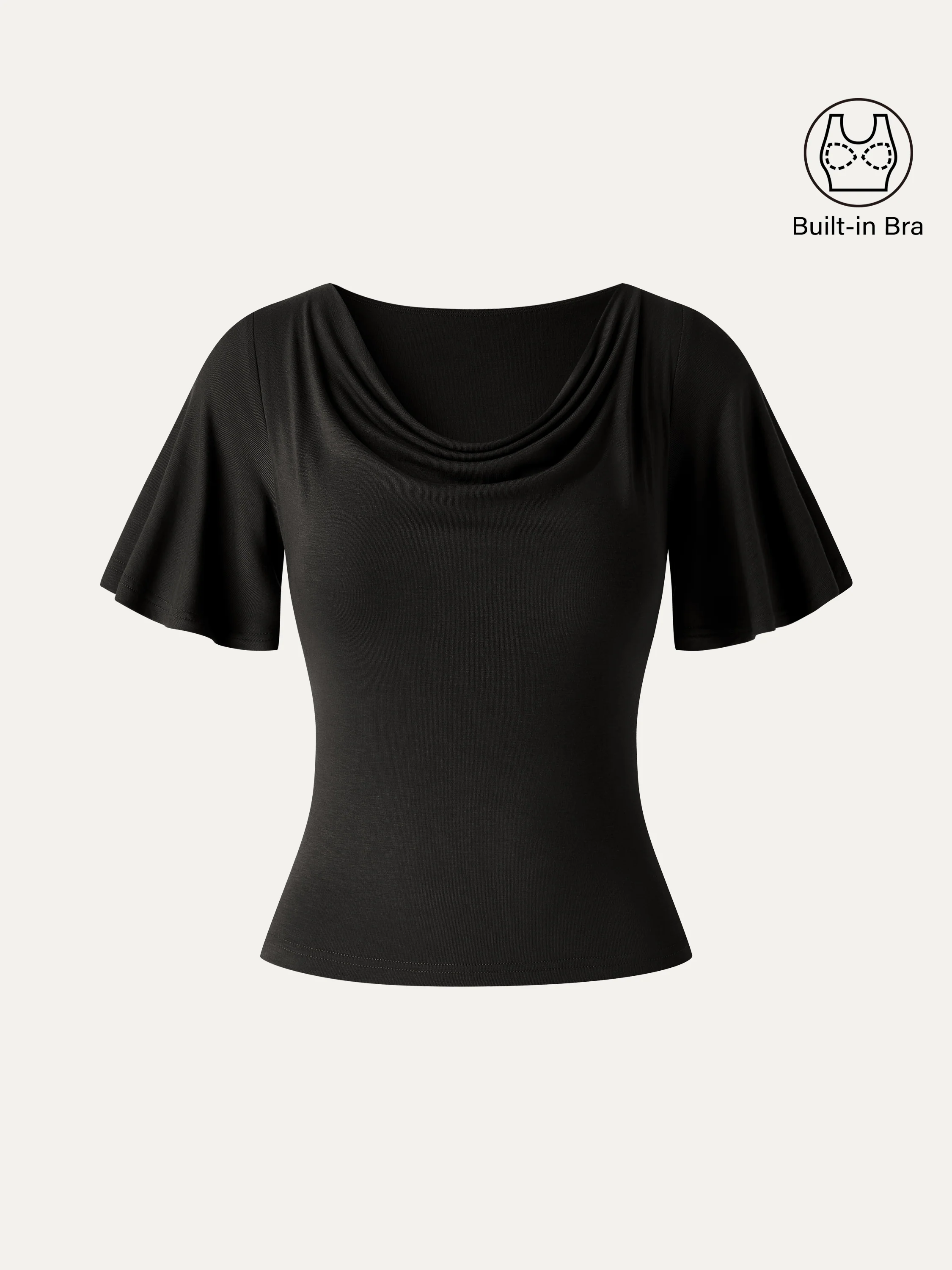 CoolTouch Cowl Neck Flutter Sleeve Bra Top - Image 11