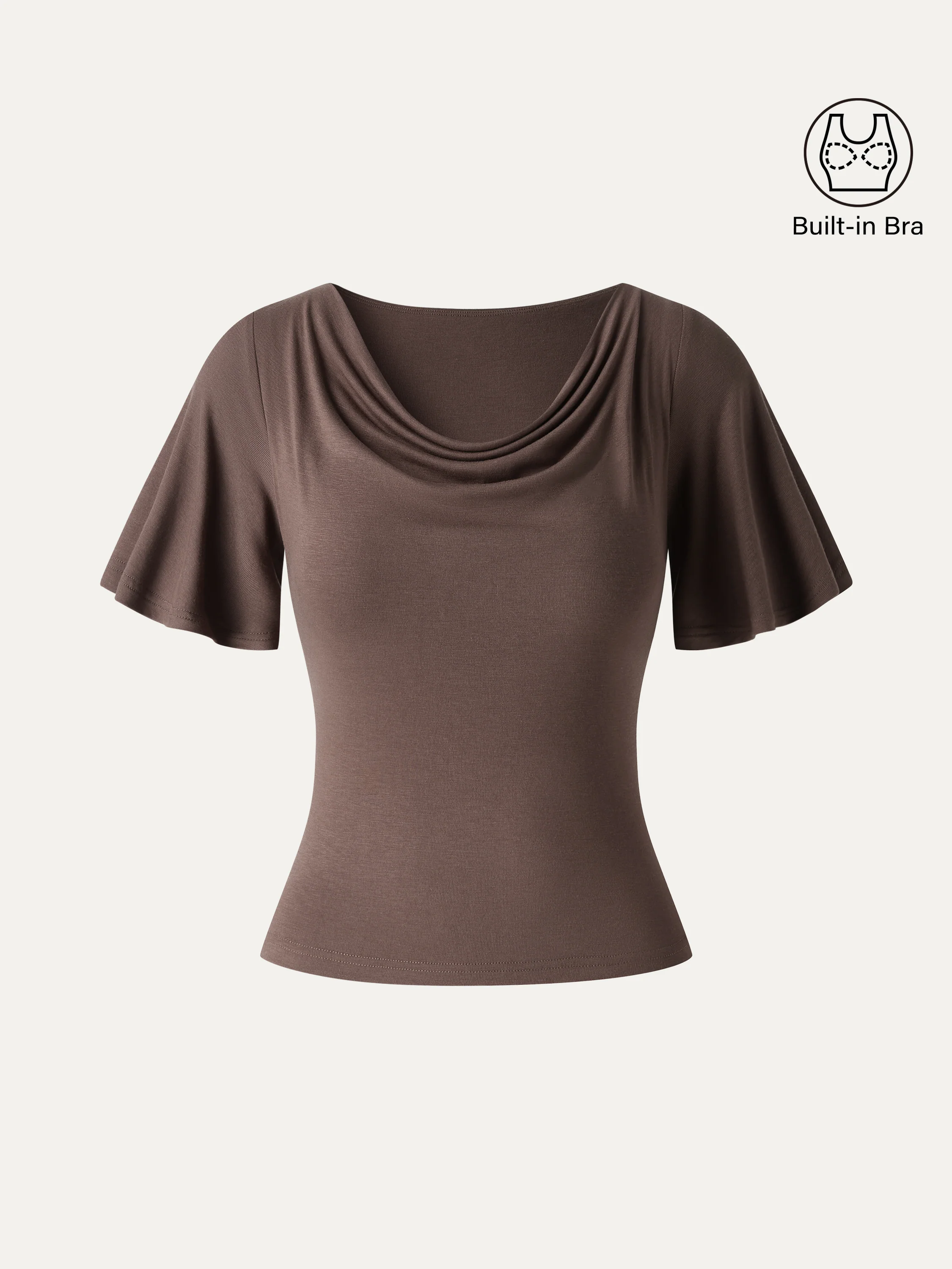 CoolTouch Cowl Neck Flutter Sleeve Bra Top - Image 7