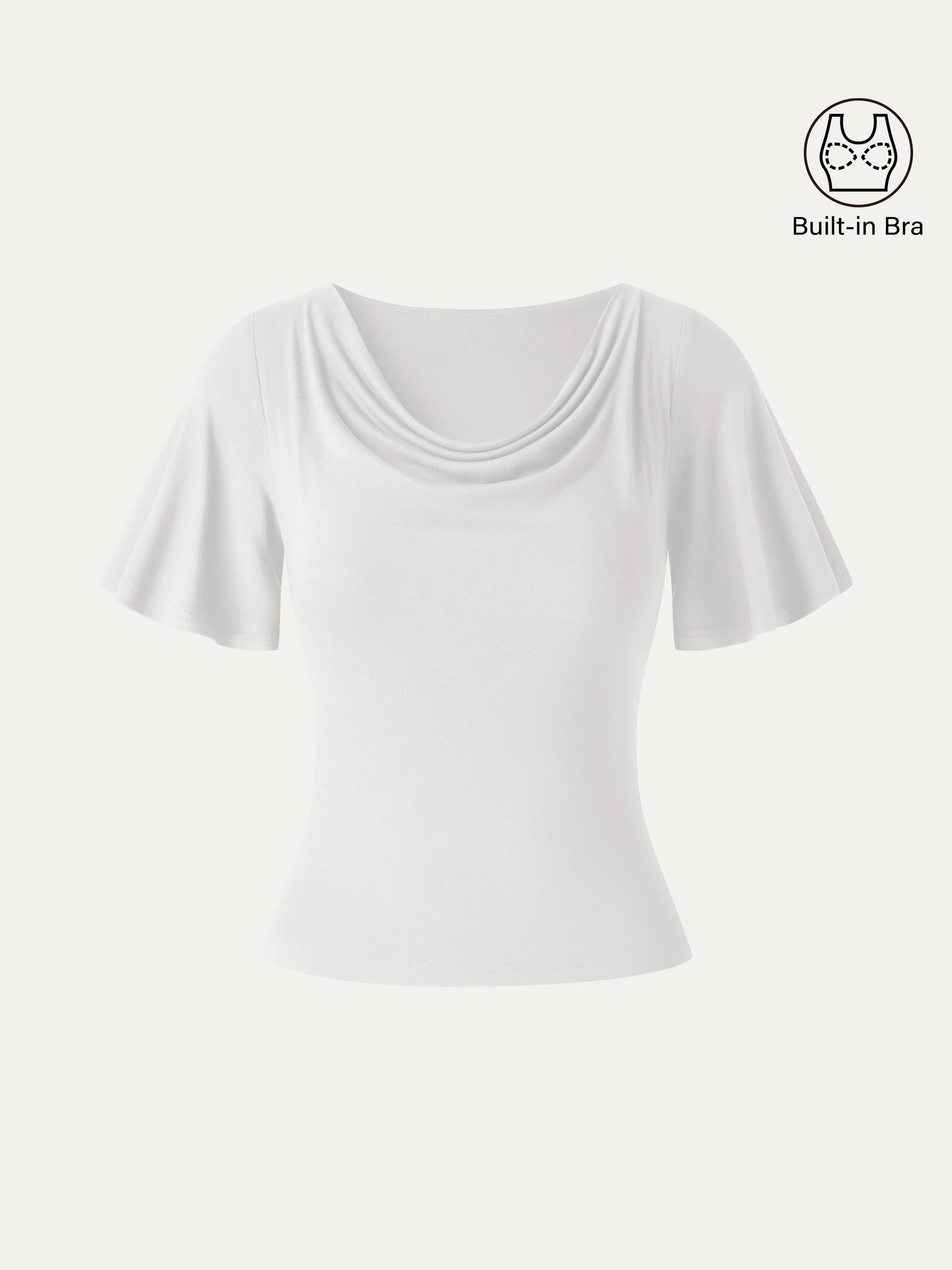 CoolTouch Cowl Neck Flutter Sleeve Bra Top - Image 8