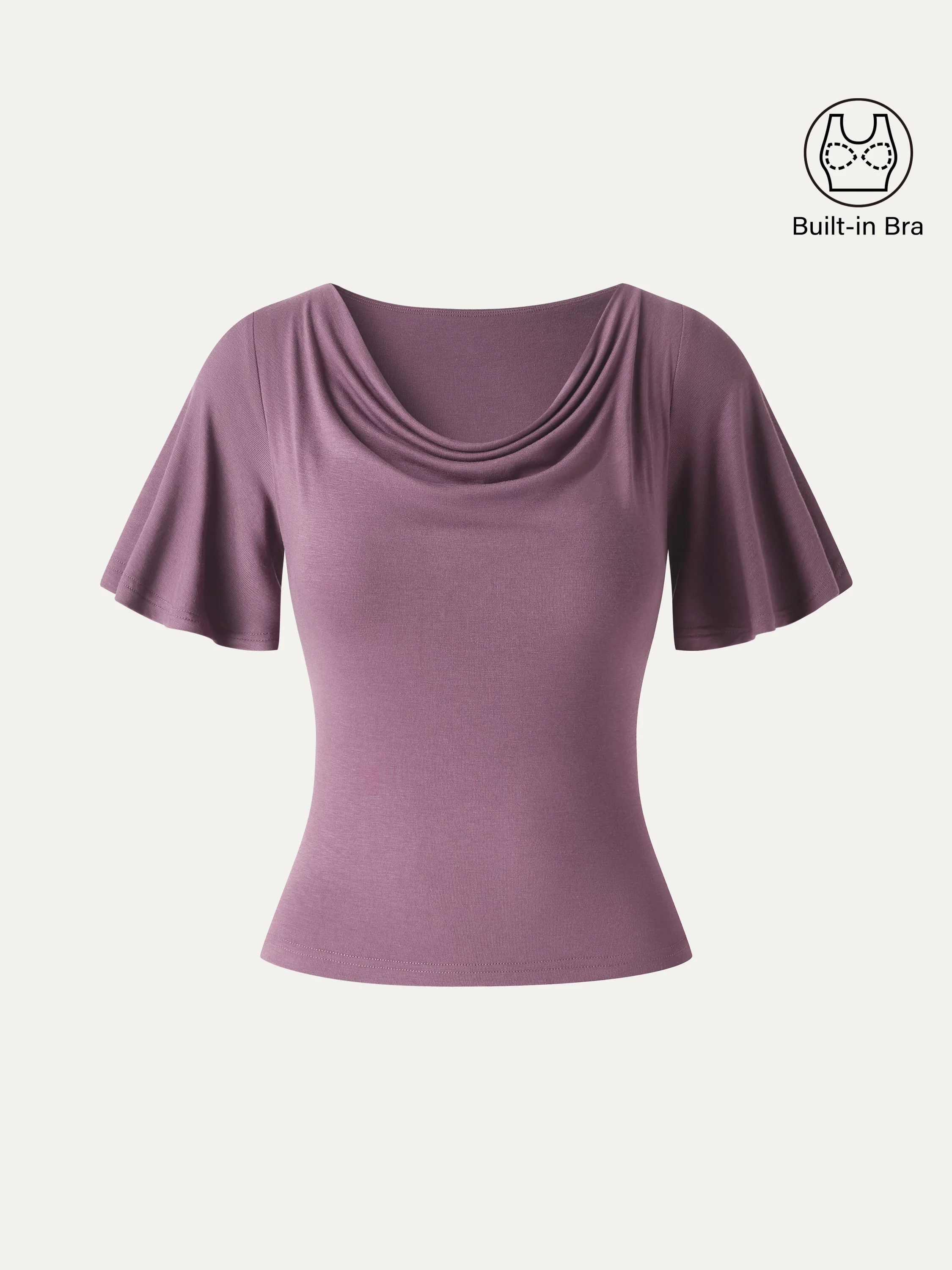 CoolTouch Cowl Neck Flutter Sleeve Bra Top - Image 9