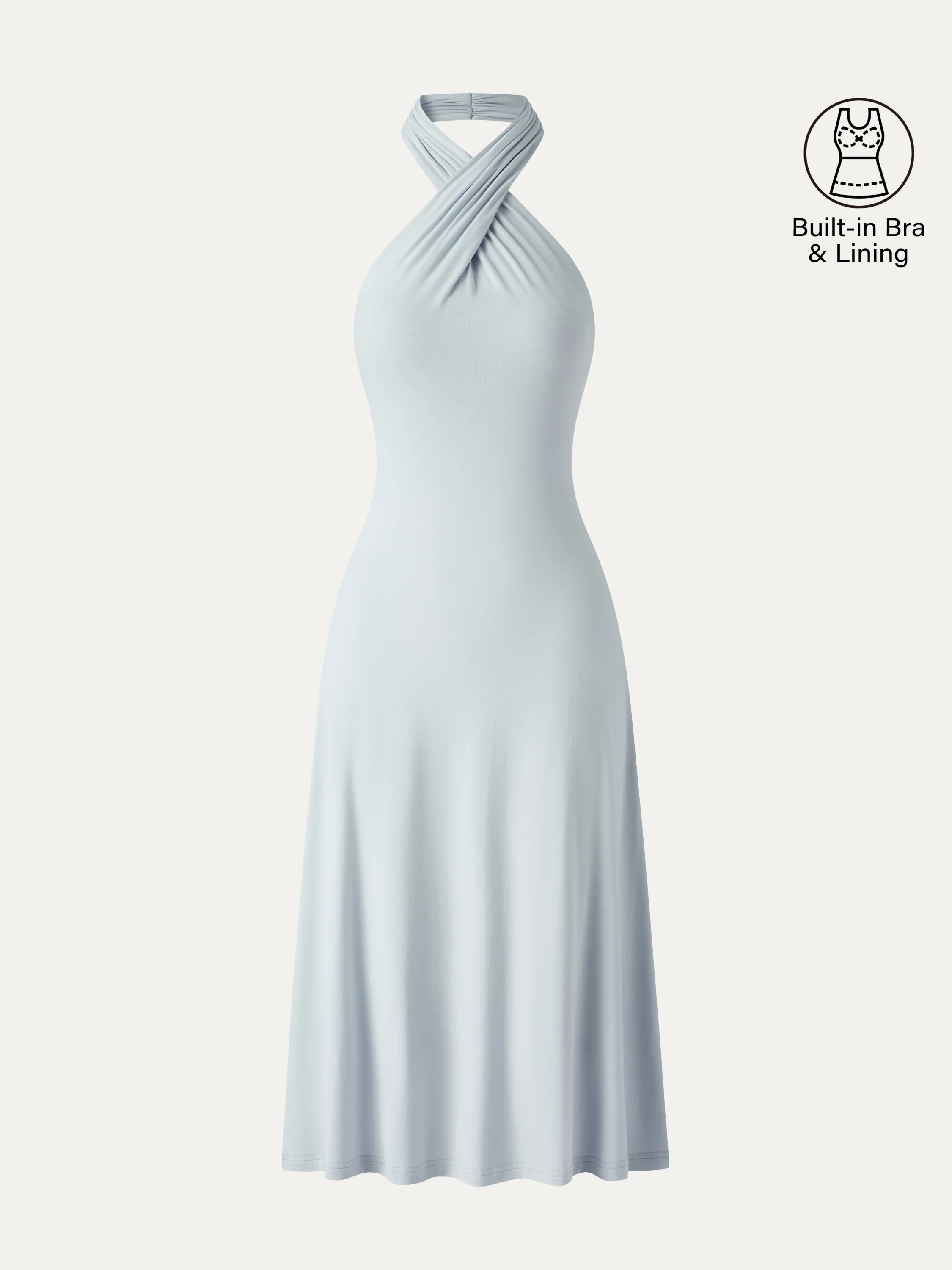 CoolTouch Criss-Cross Halter Open-Back Midi Bra Dress - Image 9