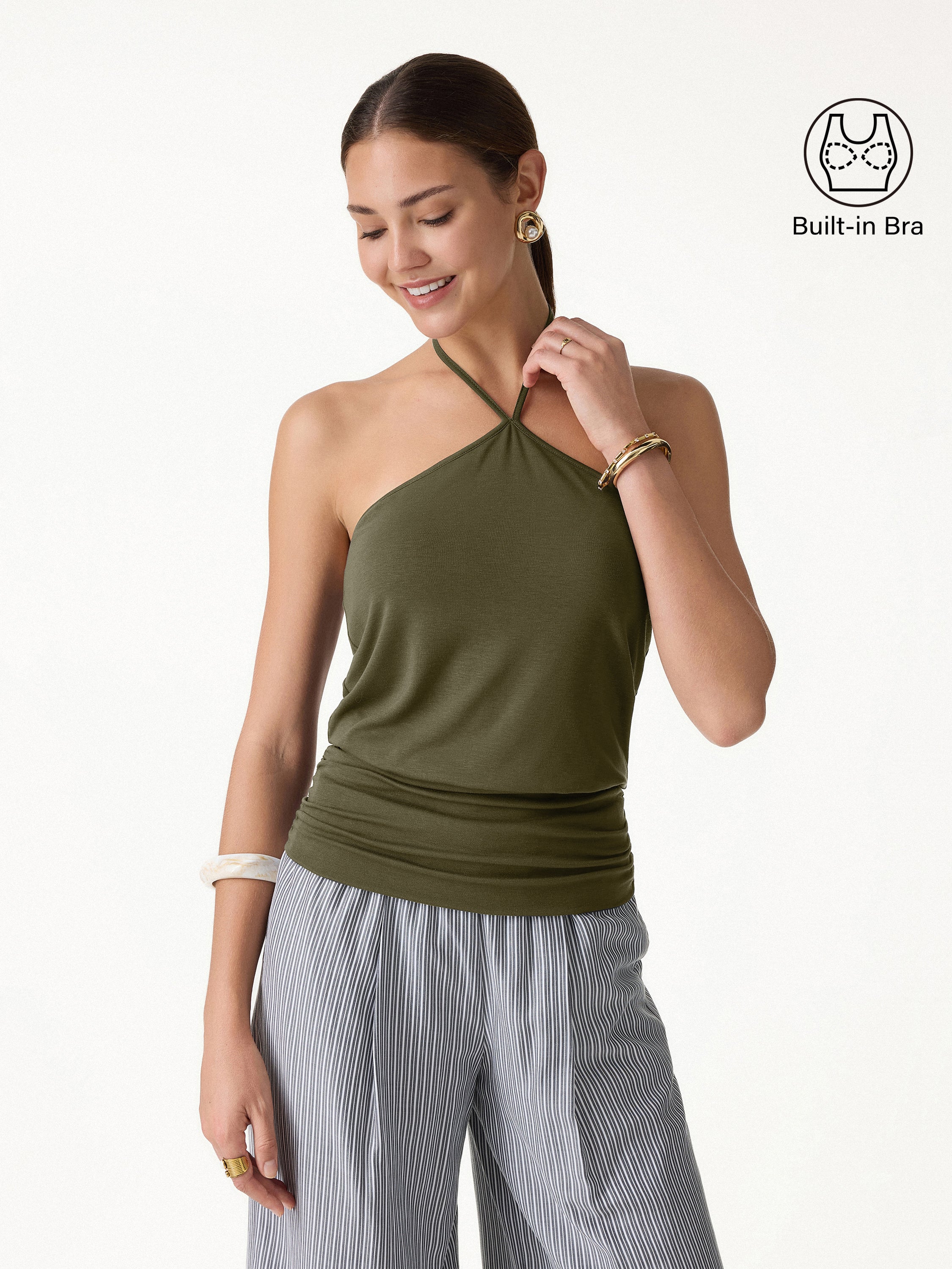 CoolTouch Halter Ruched Hem Bra Top - Image 10