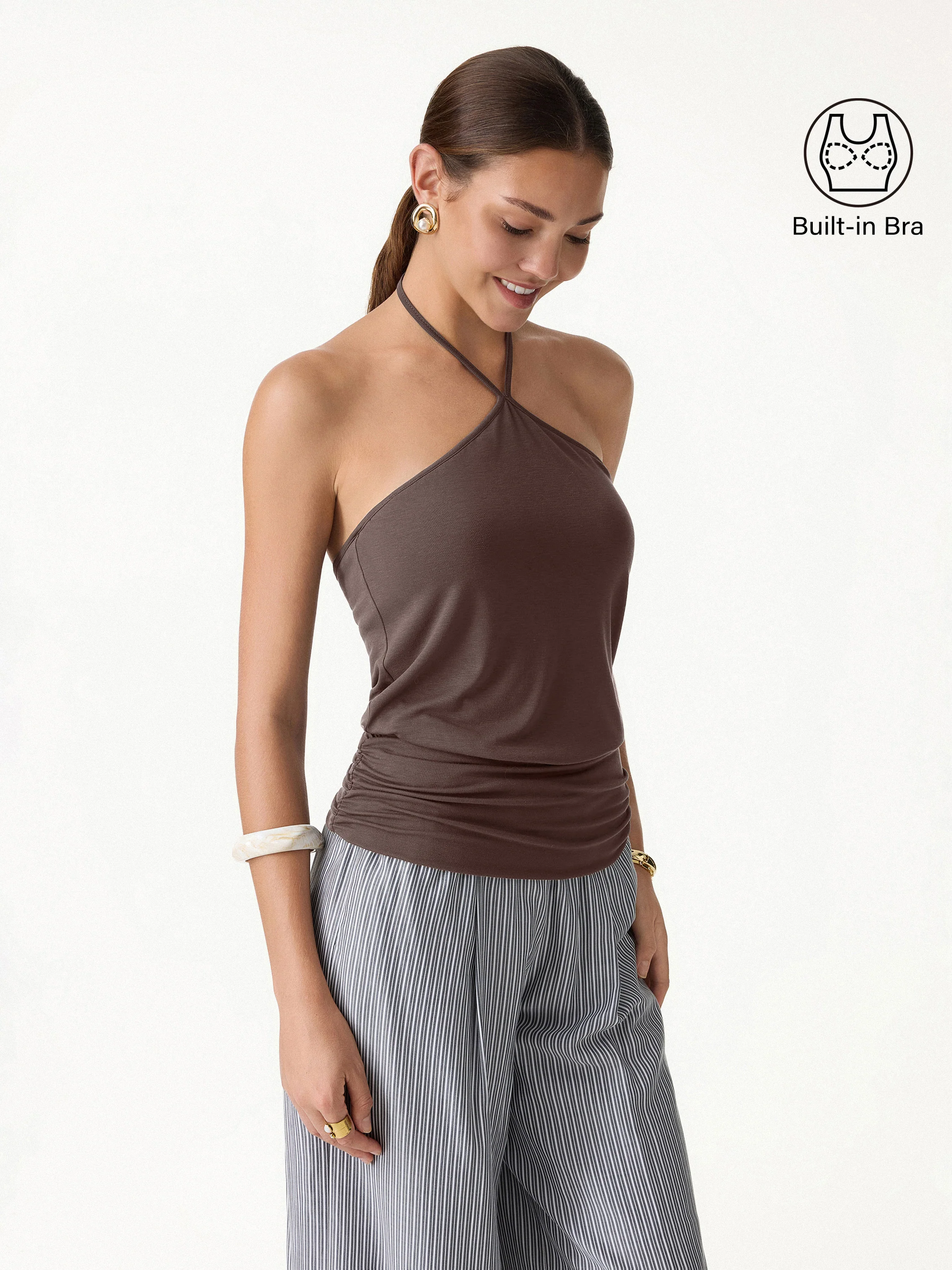 CoolTouch Halter Ruched Hem Bra Top - Image 13