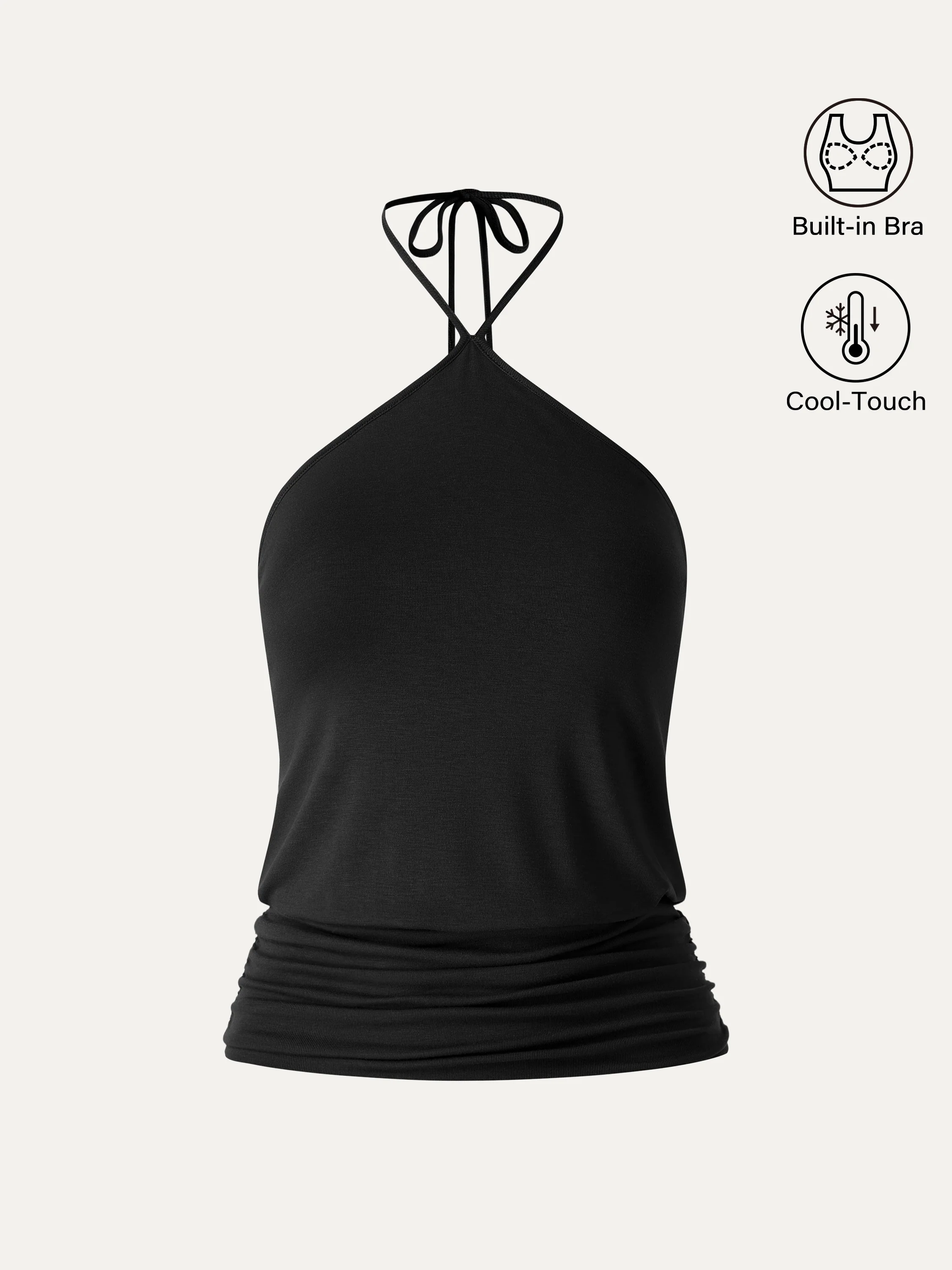 CoolTouch Halter Ruched Hem Bra Top - Image 15